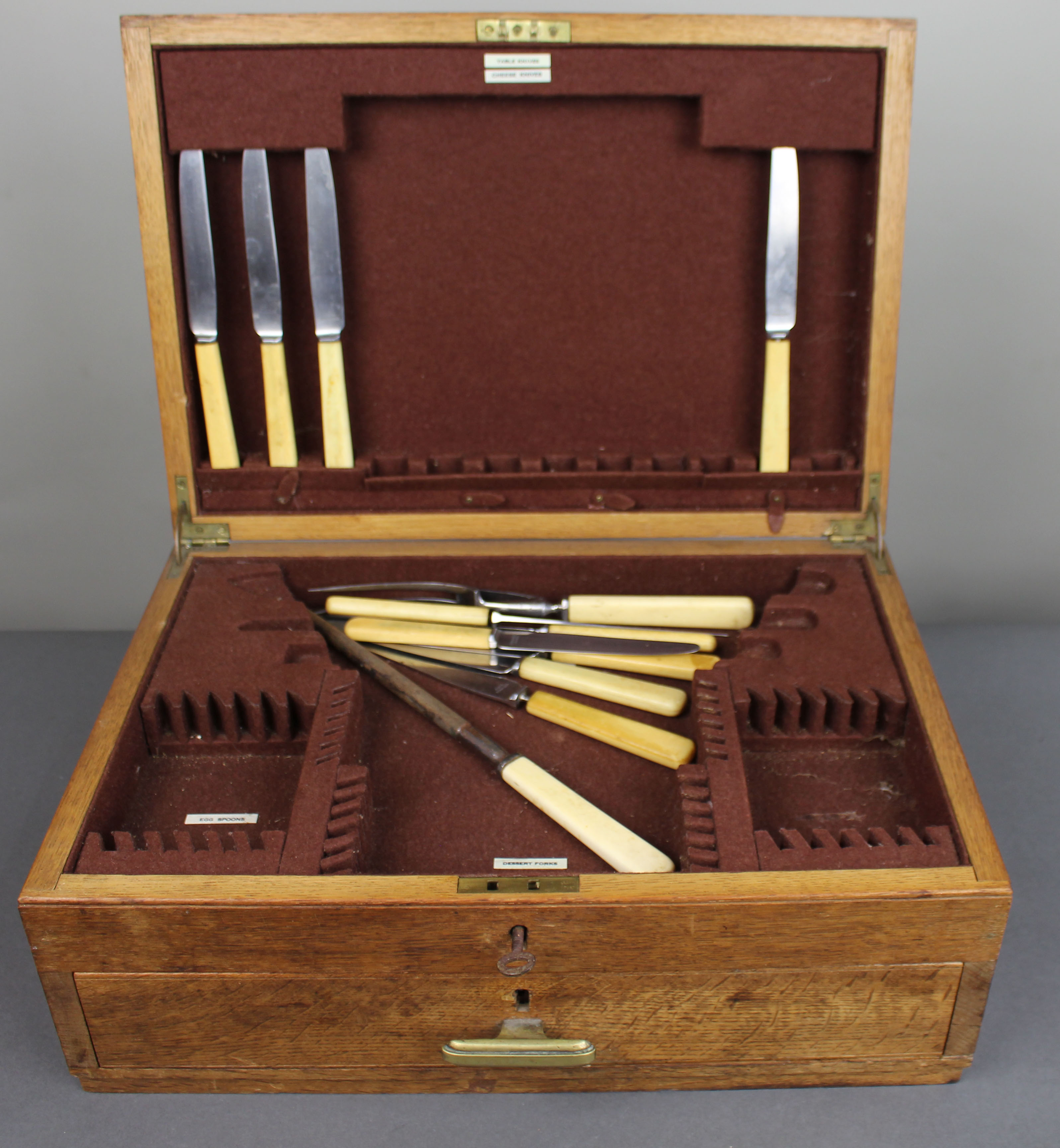 Antique Edwardian Oak Cutlery Box