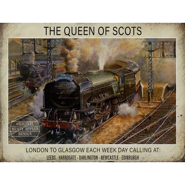 The Queen Of Scots On Route Leeds-Edinburgh Iconic Steam Train Large Metal Wall Art