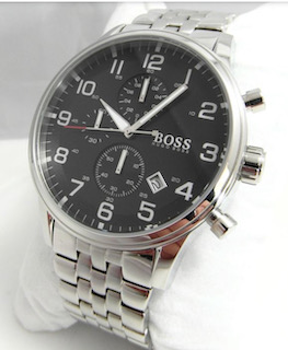 Hugo Boss 1512446 Men's Aeroliner Black Dial Silver Bracelet Chronograph Watch