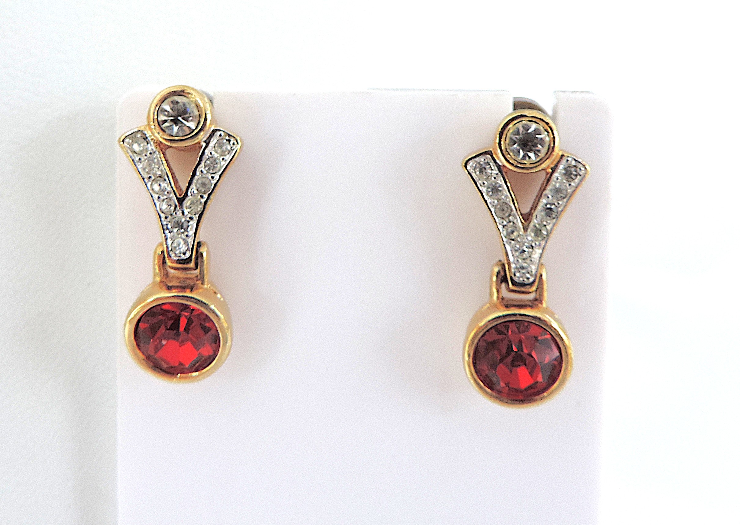 Vintage Gold Plated Austrian Crystal Necklace & Earrings Set c.1980's