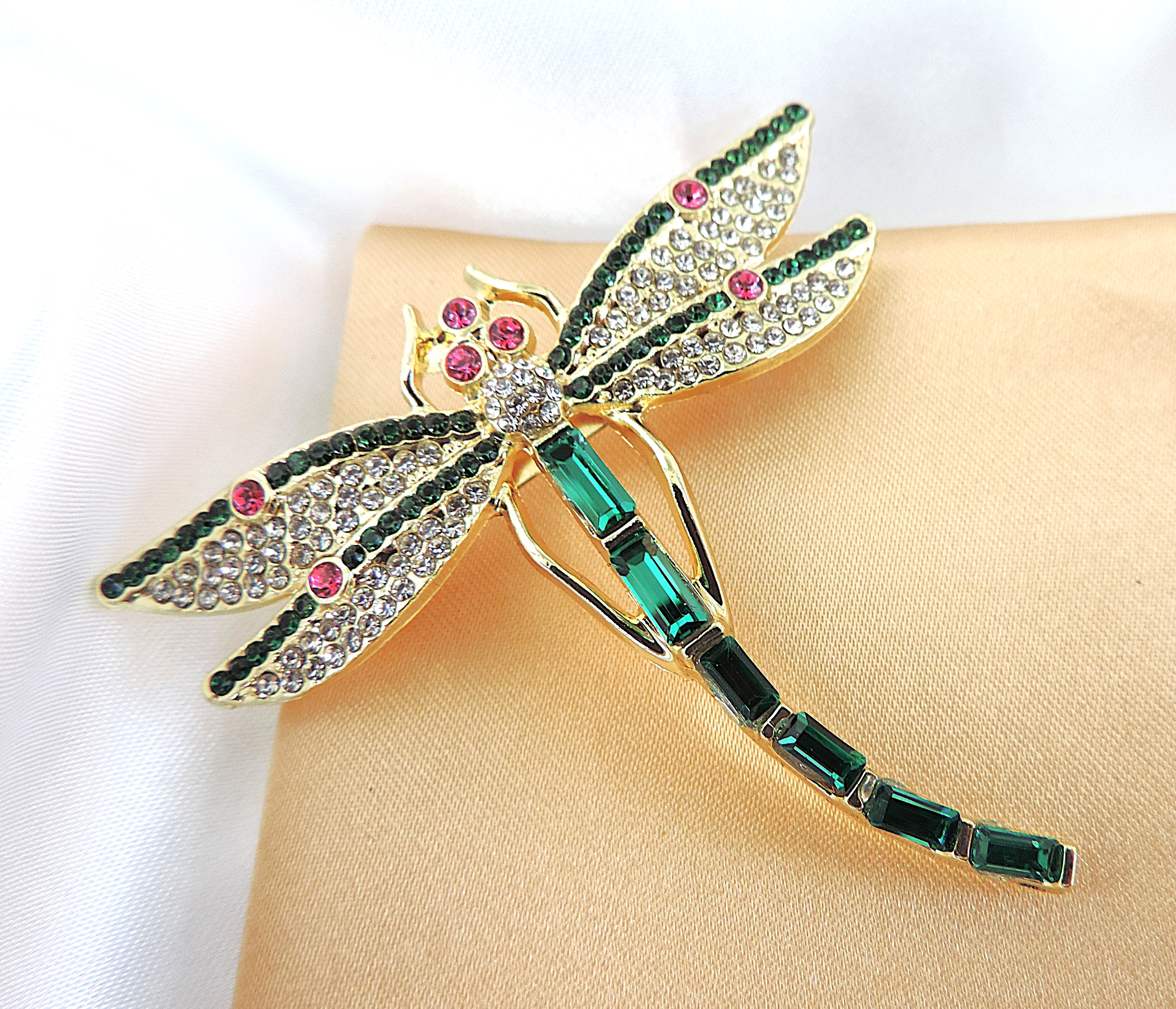 Crystal Dragonfly Brooch 6cmx6cm