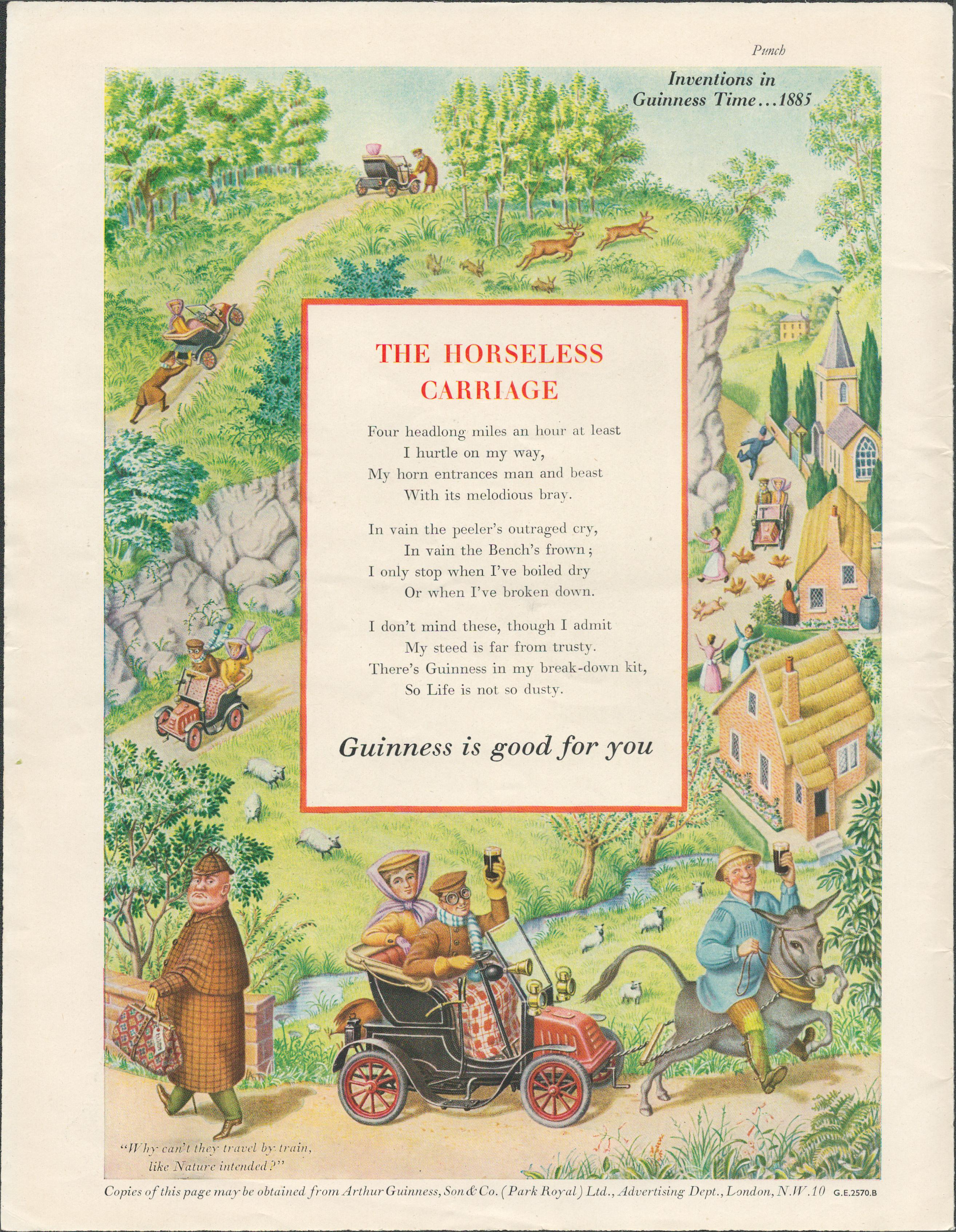 Guinness 1956 Original Print Horseless Carriage-G.E. 2570.BThis Print Is Over 60 Years Old And Is