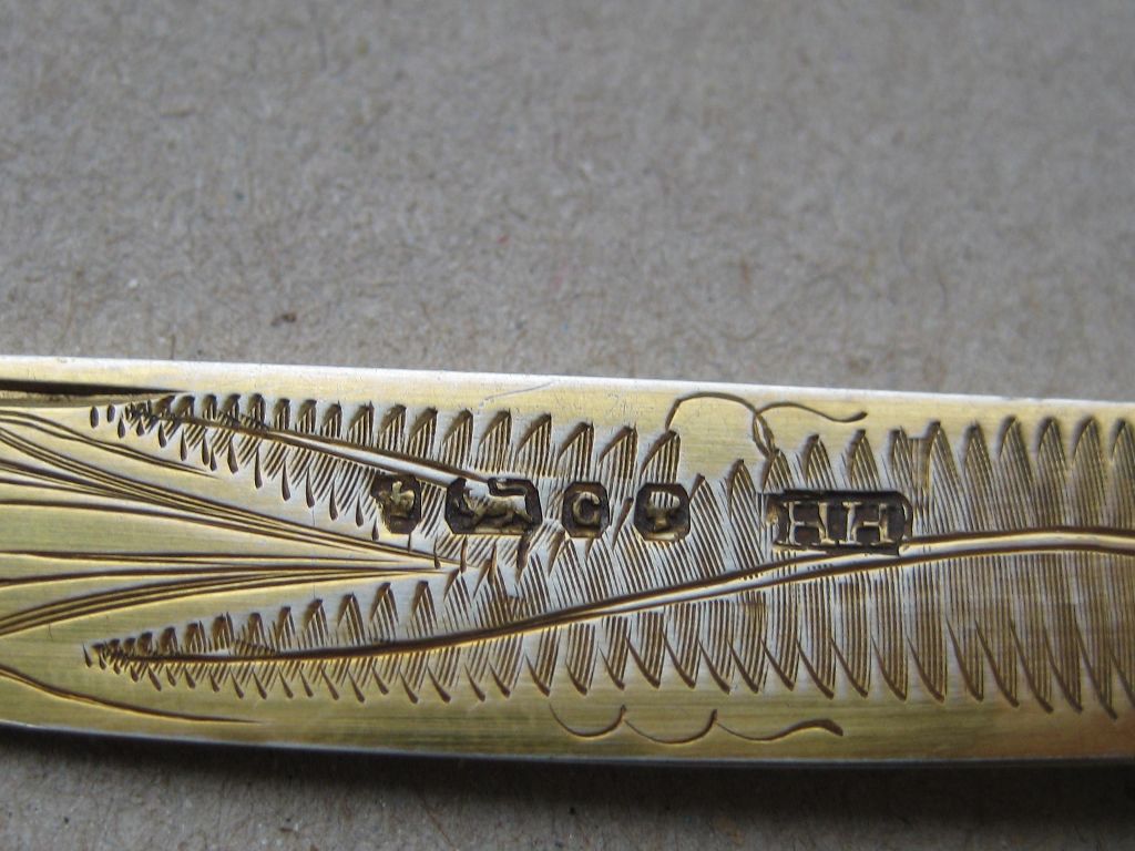 Rare Victorian Mother of Pearl Hafted Silver-Gilt Bladed Folding Fruit Knife, Sheffield 1874
