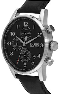 Hugo Boss 1513678 Men's Navigator Black Leather Strap Chronograph Watch