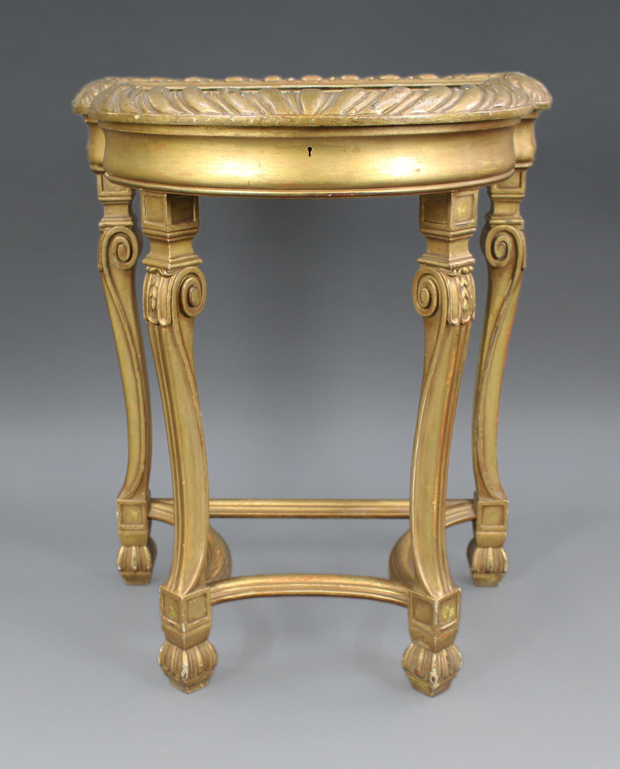 Antique Giltwood Demilune Bijouterie Display Table c.1900
