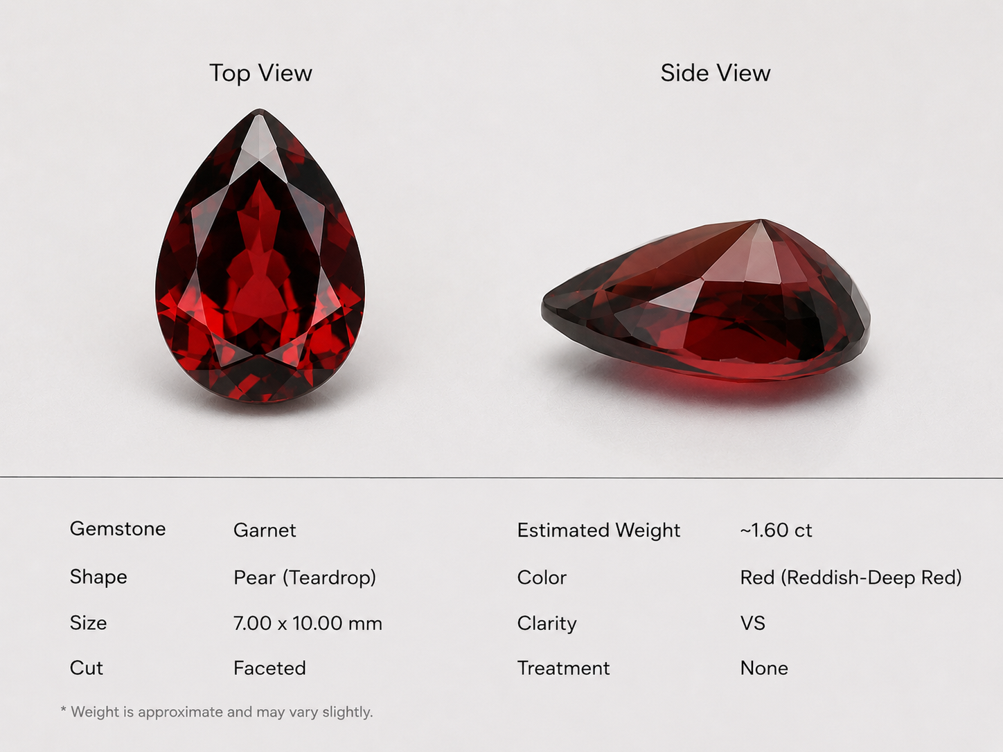 Natural Garnet Pear Cut 7x10 mm Loose Gemstone