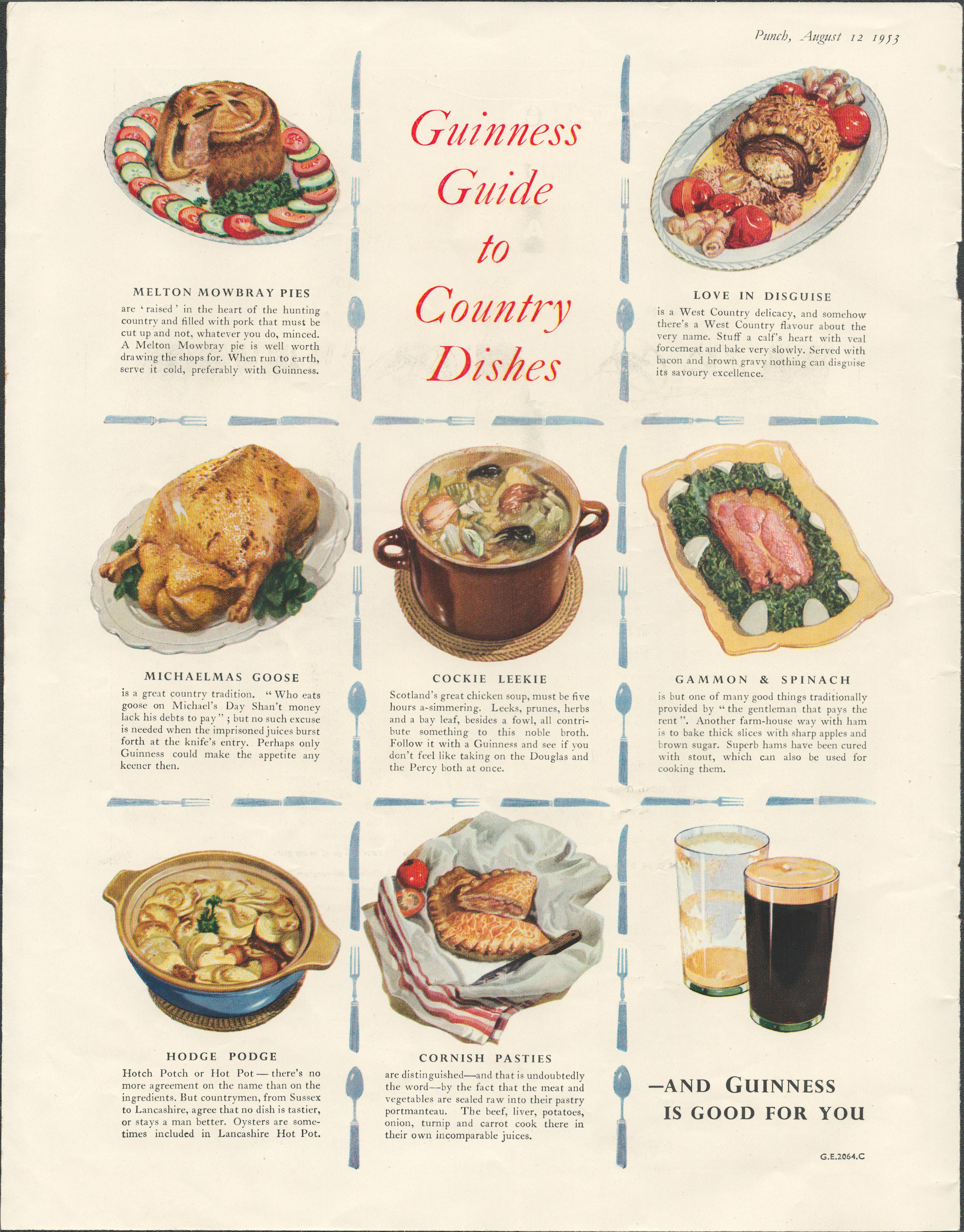 Original 1953 Guinness Print Guide To Country Dishes-G.E. 2064.CThis Print Is Over 60 Years Old