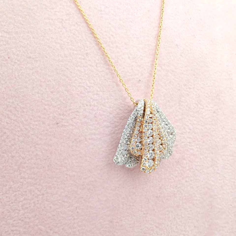 Natural Diamond 18K Rose & White Gold Necklace