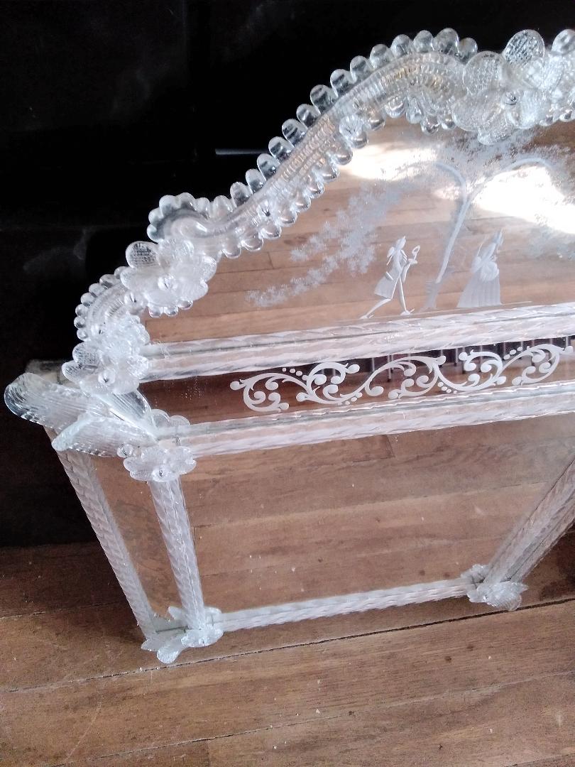 A Beautiful MURANO Lovers Venetian Wall Mirror with Valuation