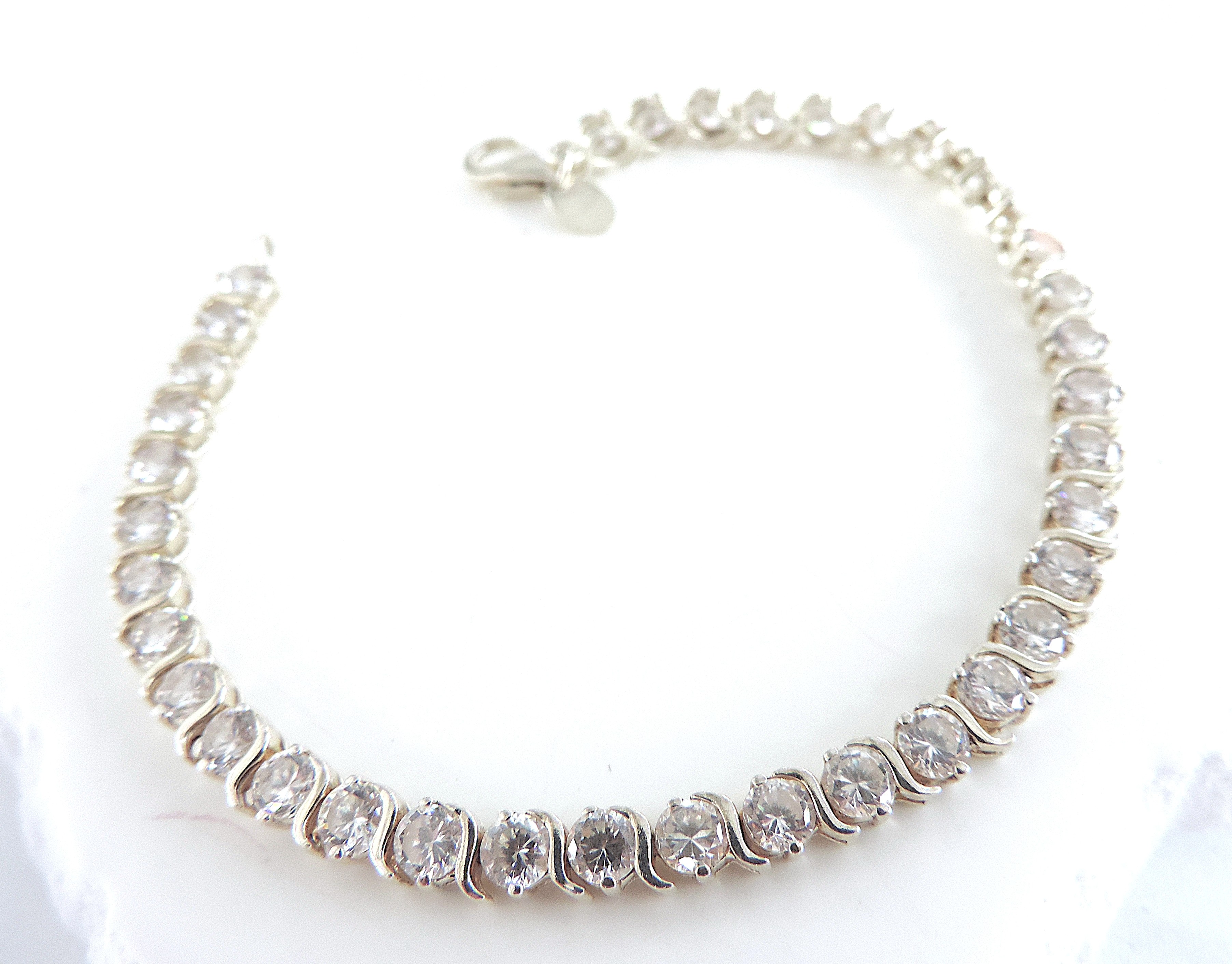  925 Silver 6 Carat CZ GemstoneTennis Bracelet