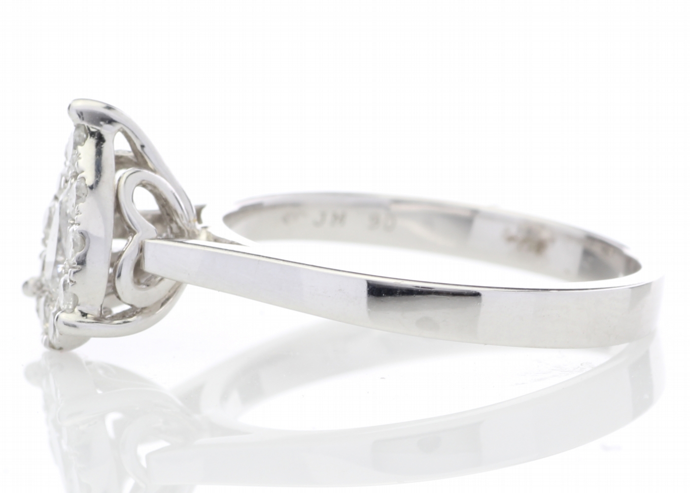 18ct White Gold Pear Cluster Claw Set Diamond Ring 0.50