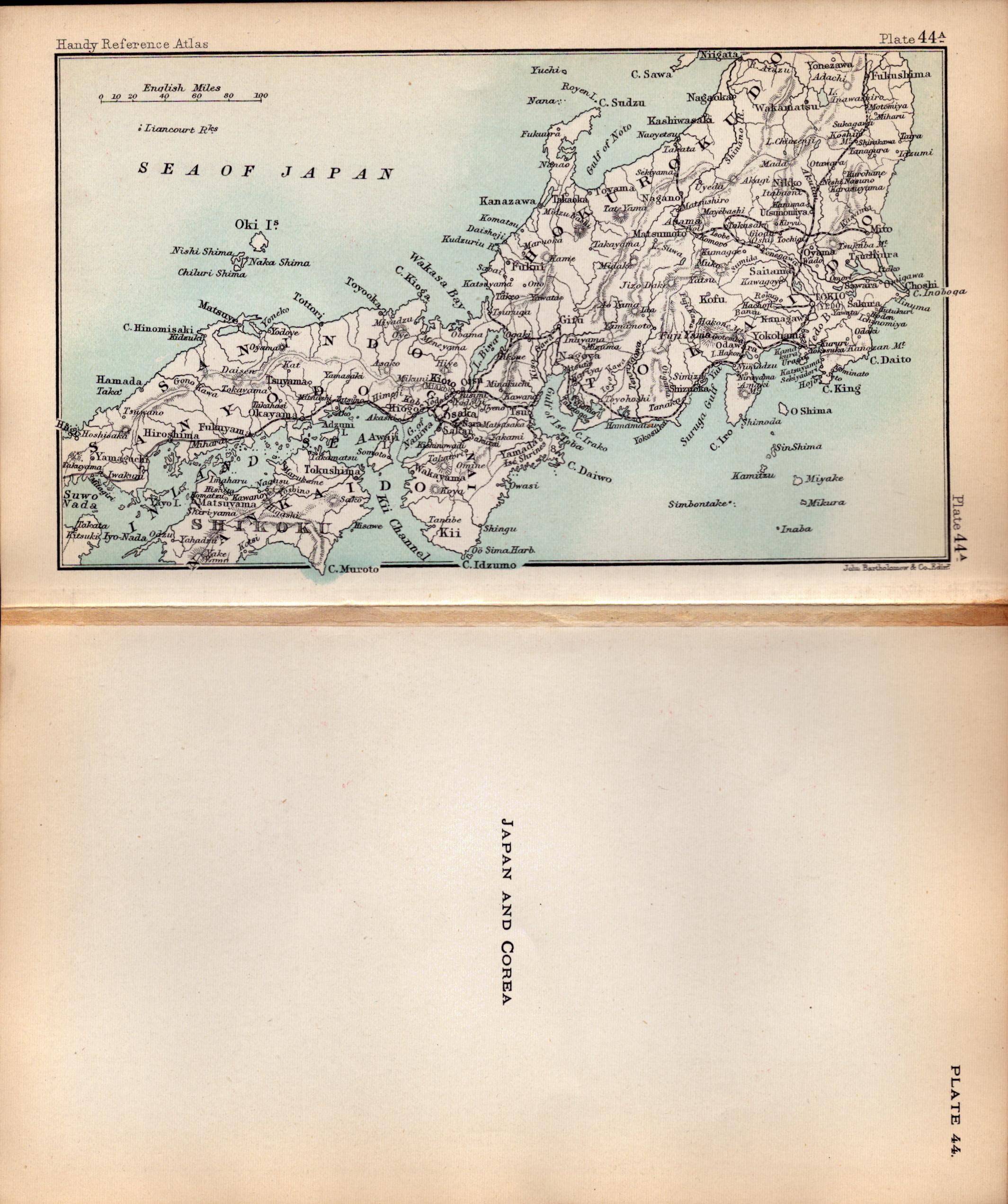 Japan & Corea (Korea) Double Sided Victorian Antique 1898 Map.