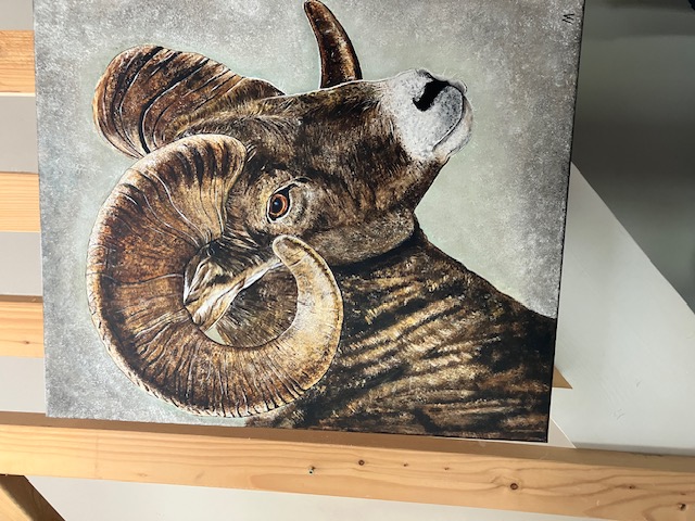 2 Ram Oil Paintings On Canvas. Artist Is Miranda Assink