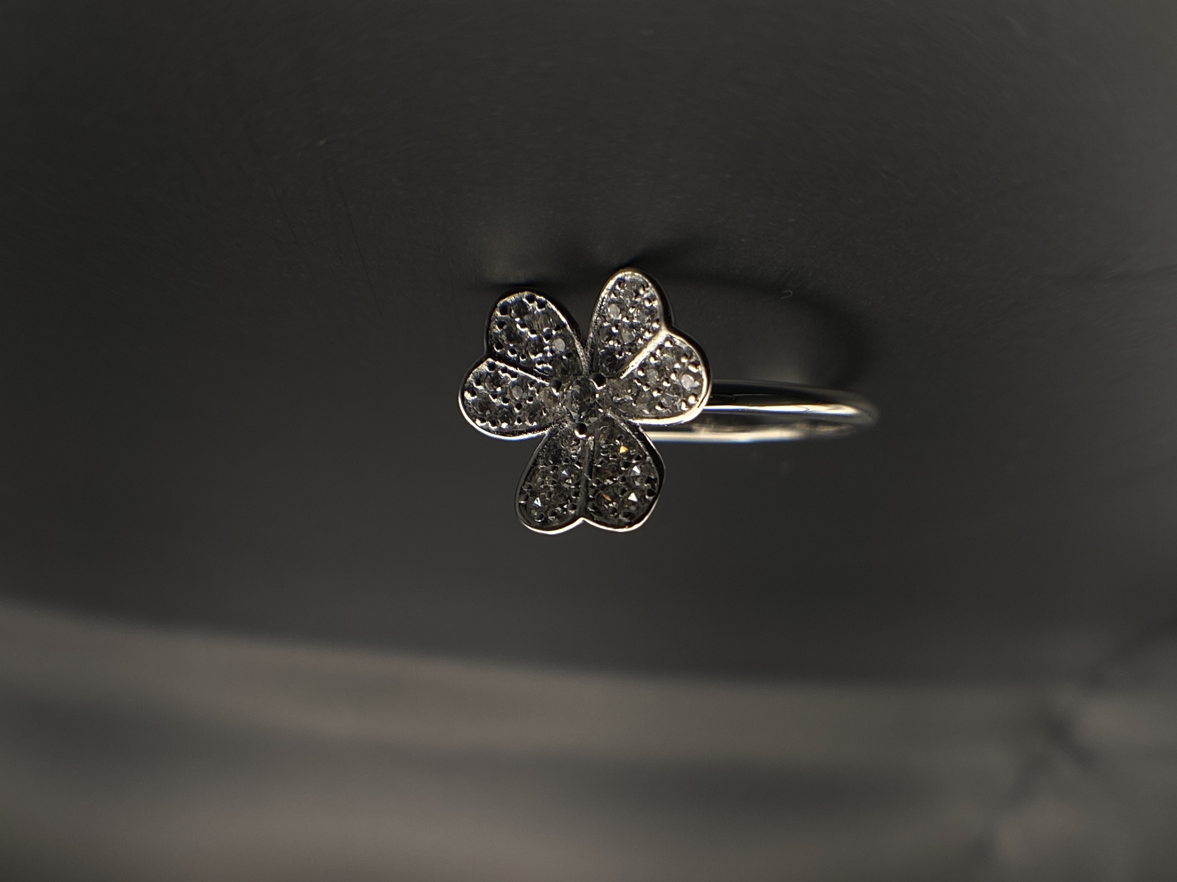 Silver Ladies Shamrock Ring Set With CZ