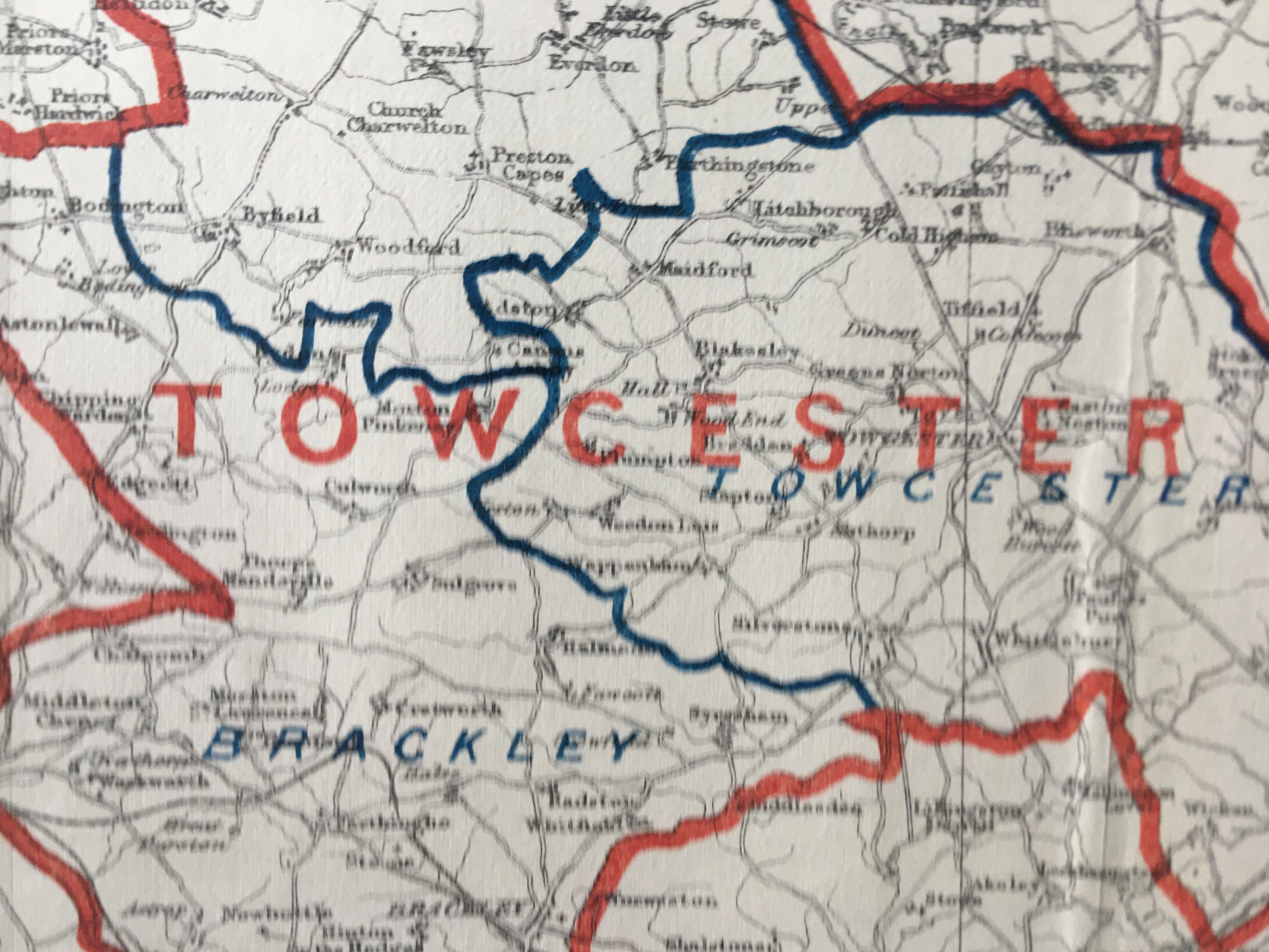Antique 139 Years-Old Scarce Map Northamptonshire 1885 Boundary Changes.