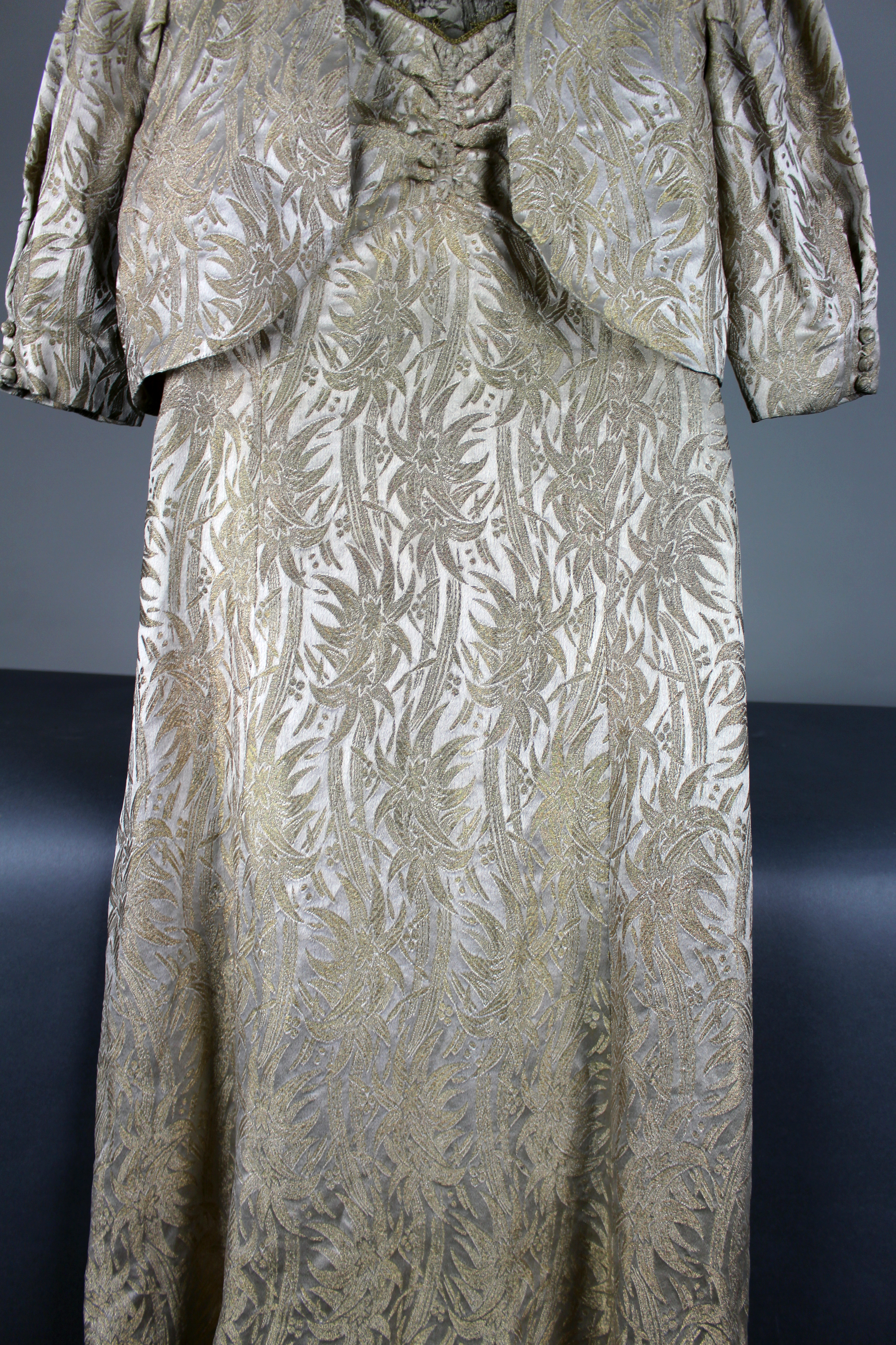 Edwardian Silk Brocade Dress and Jacket Ensemble