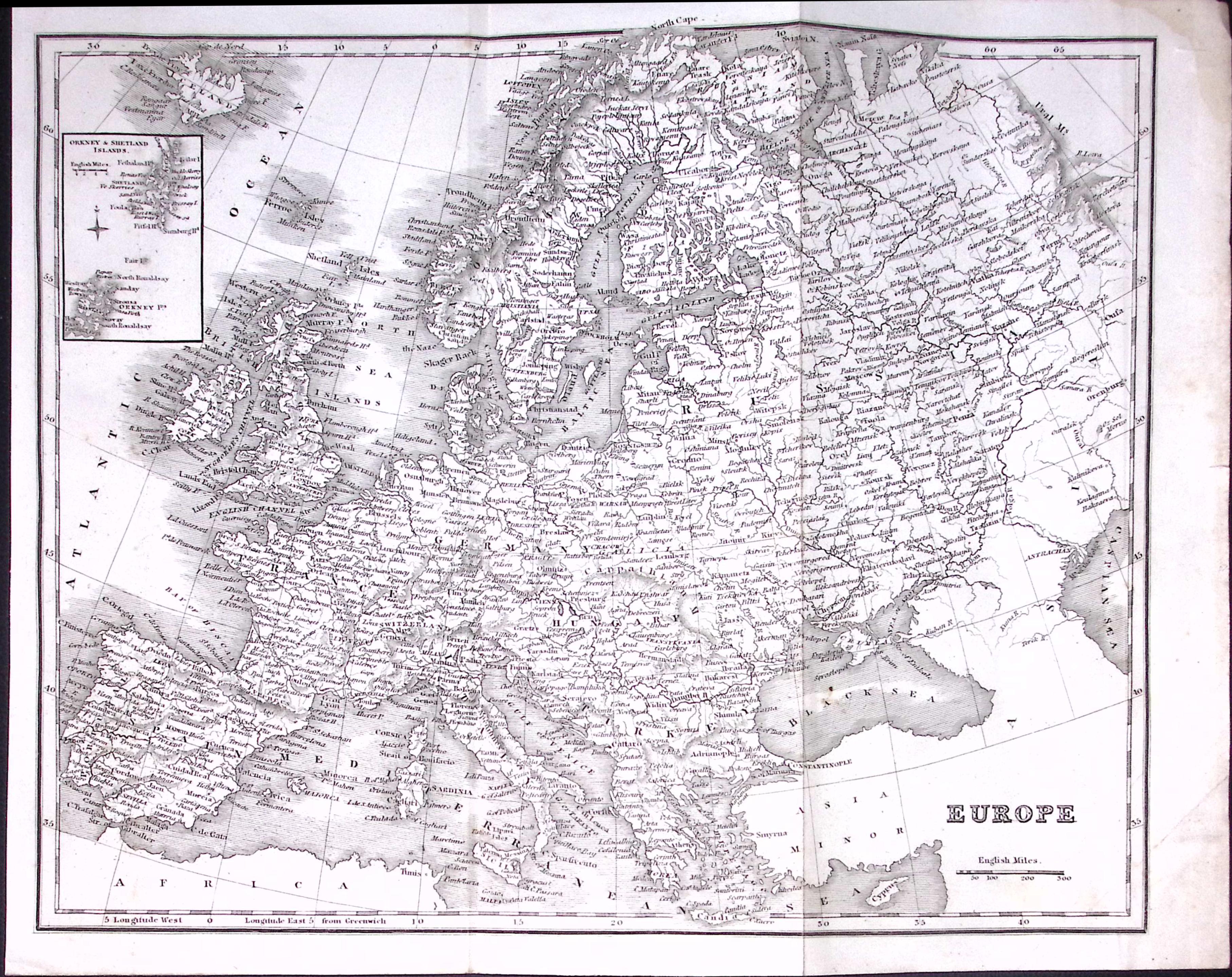 Europe Detailed Antique 179-Year-Old Engraved Map-4-TR
