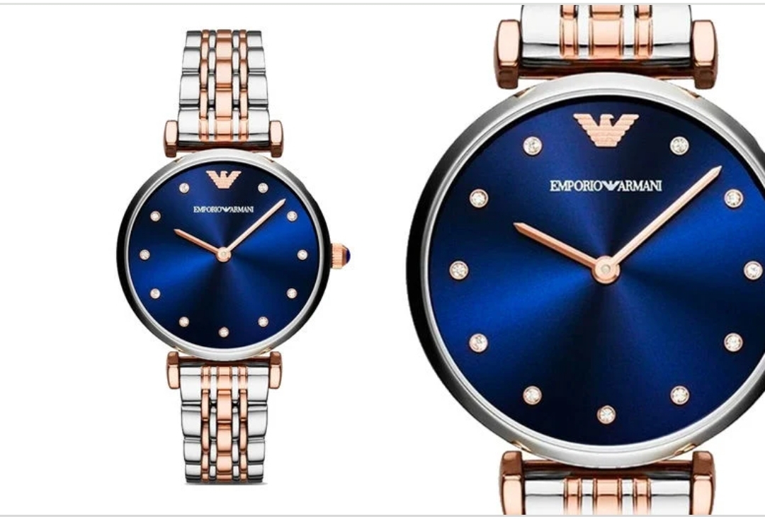Emporio Armani AR11092 Ladies T-Bar Rose Gold & Silver Bracelet Quartz Designer Watch