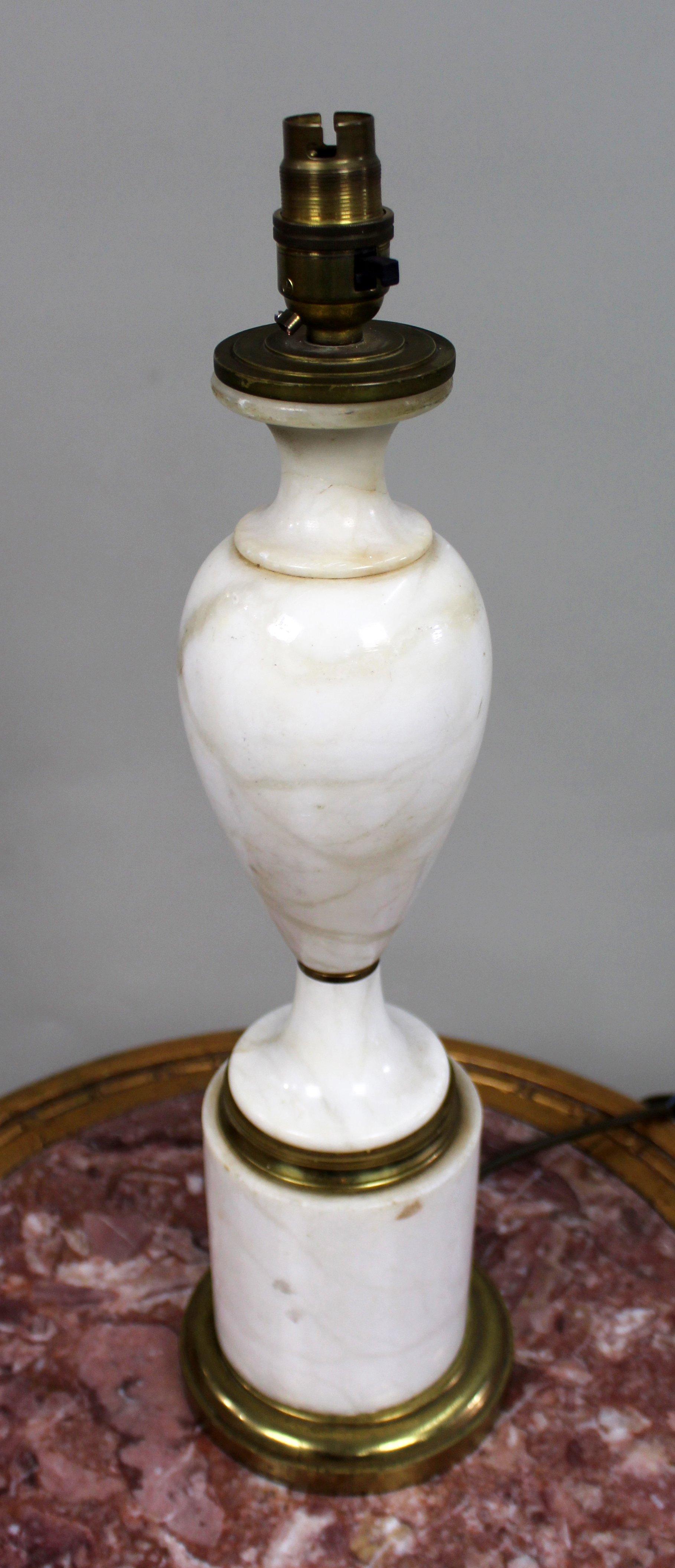 Vintage White Alabaster and Brass Table Lamp