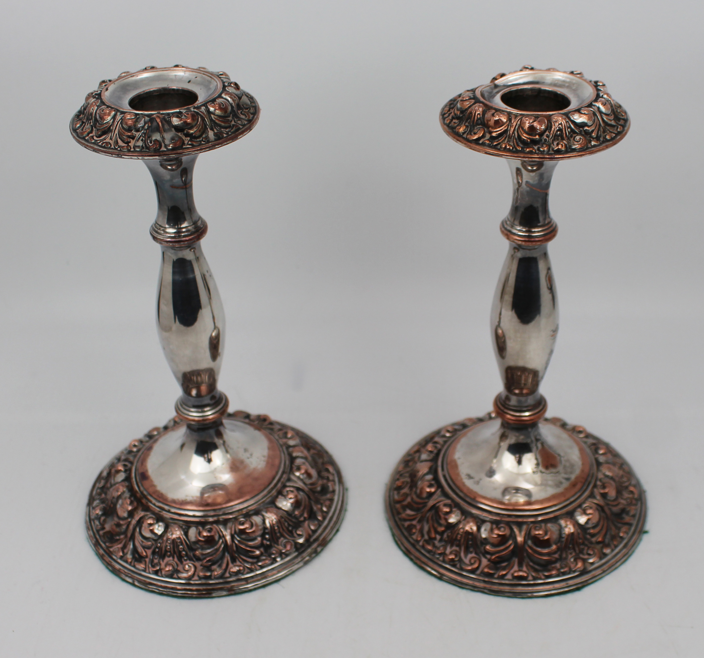 Pair of Antique Sheffield Plate Candlesticks