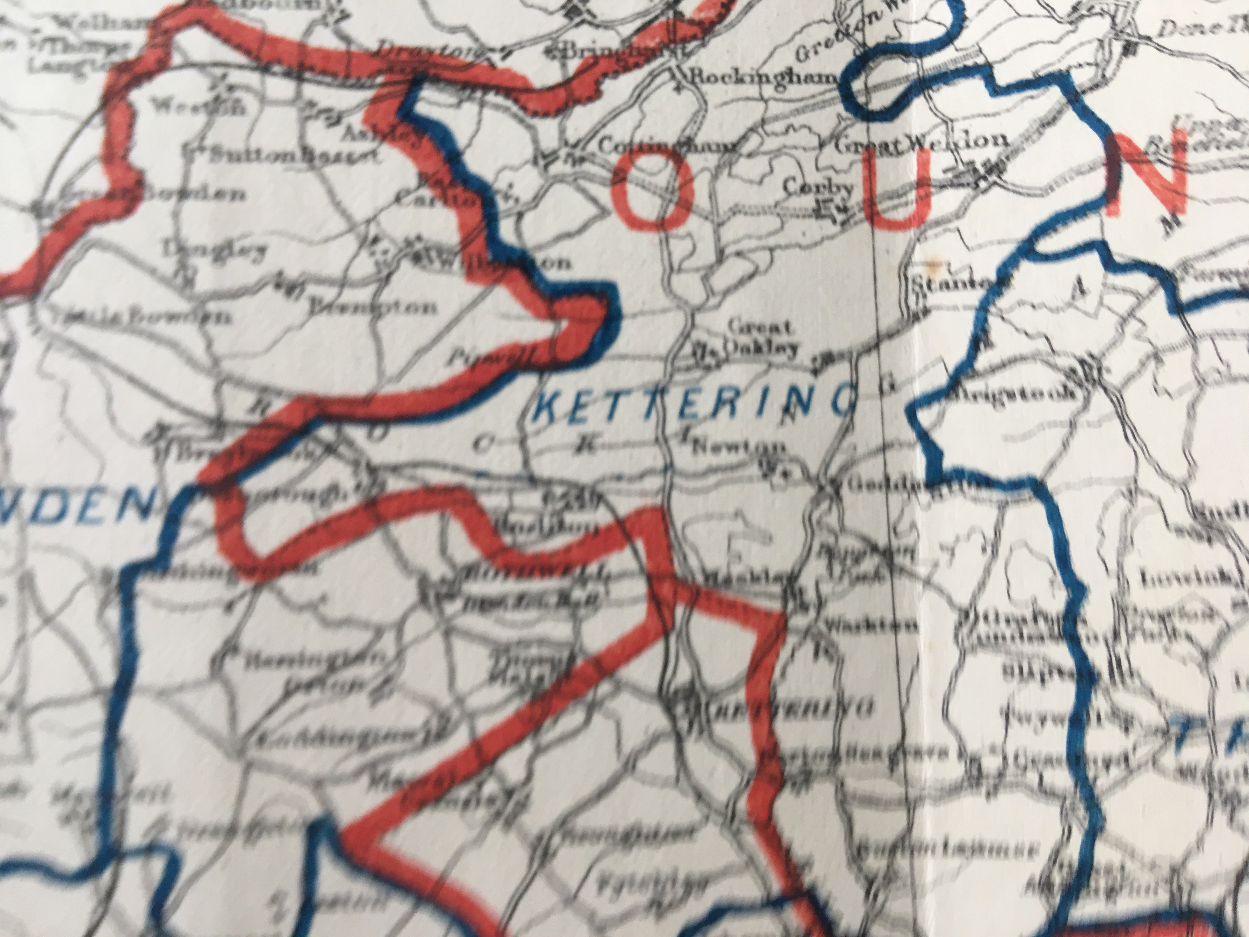 Antique 139 Years-Old Scarce Map Northamptonshire 1885 Boundary Changes.