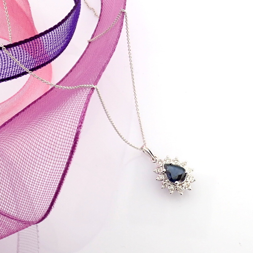 Natural Diamond 18K White Gold Necklace