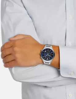 Emporio Armani AR11164 Men's Blue Dial Silver Bracelet Chronograph Watch