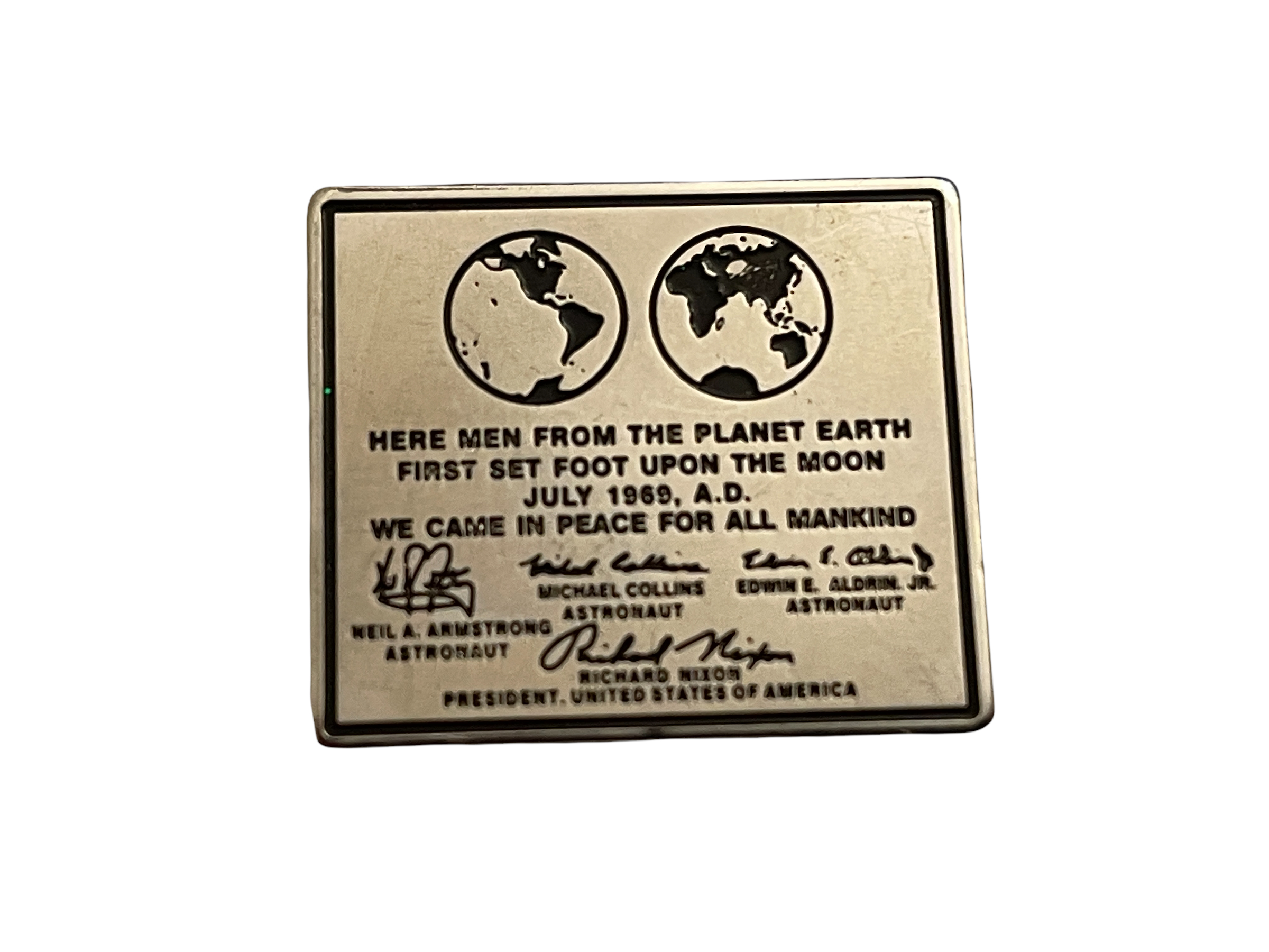 Staff Issue Apollo 11 Lunar Plaque Left on The Moon - Lapel Pin