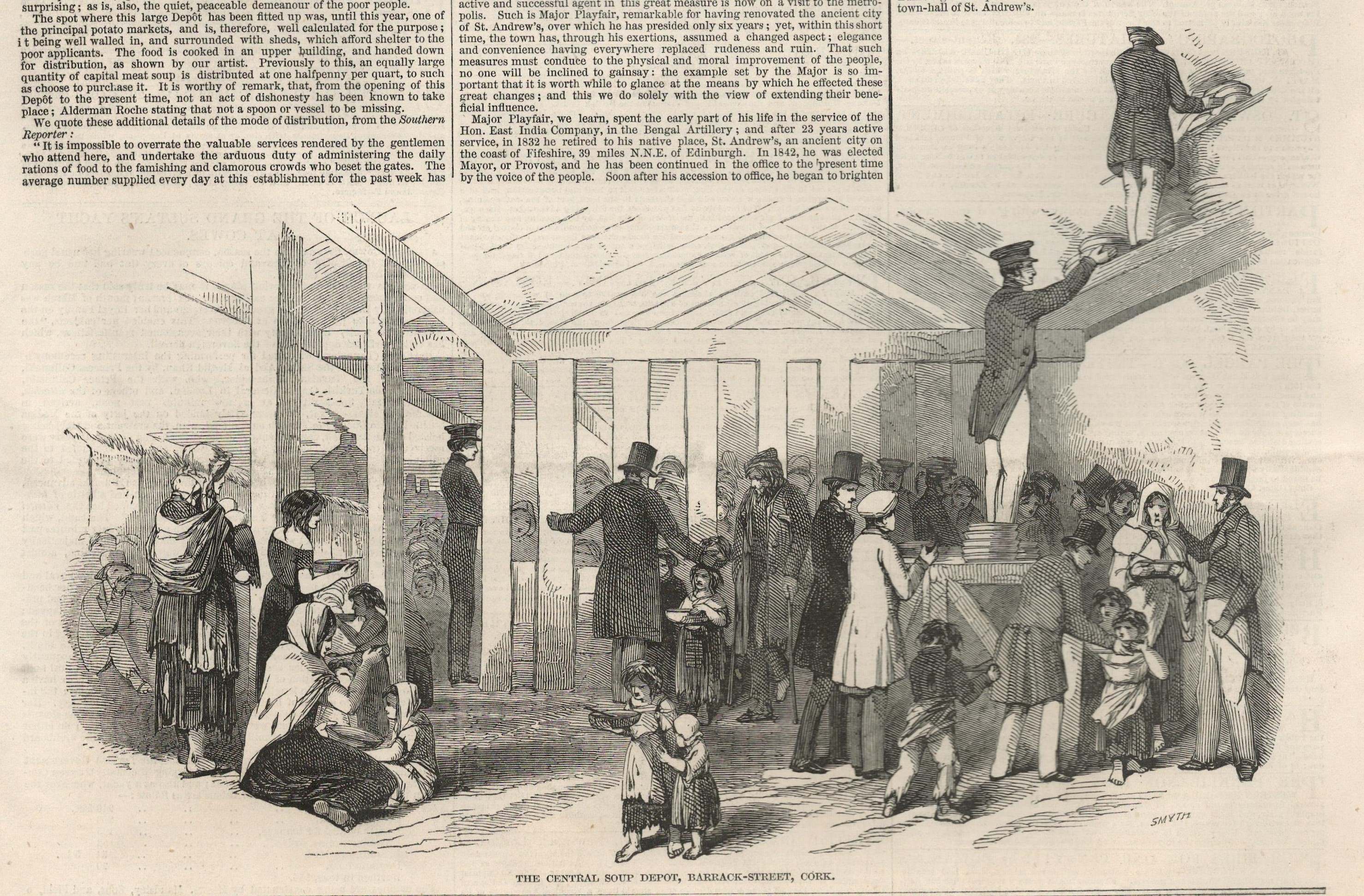 Irish Famine 1847 Antique Newspaper Central Soup Kitchen CorkOriginal Antique Complete 1847