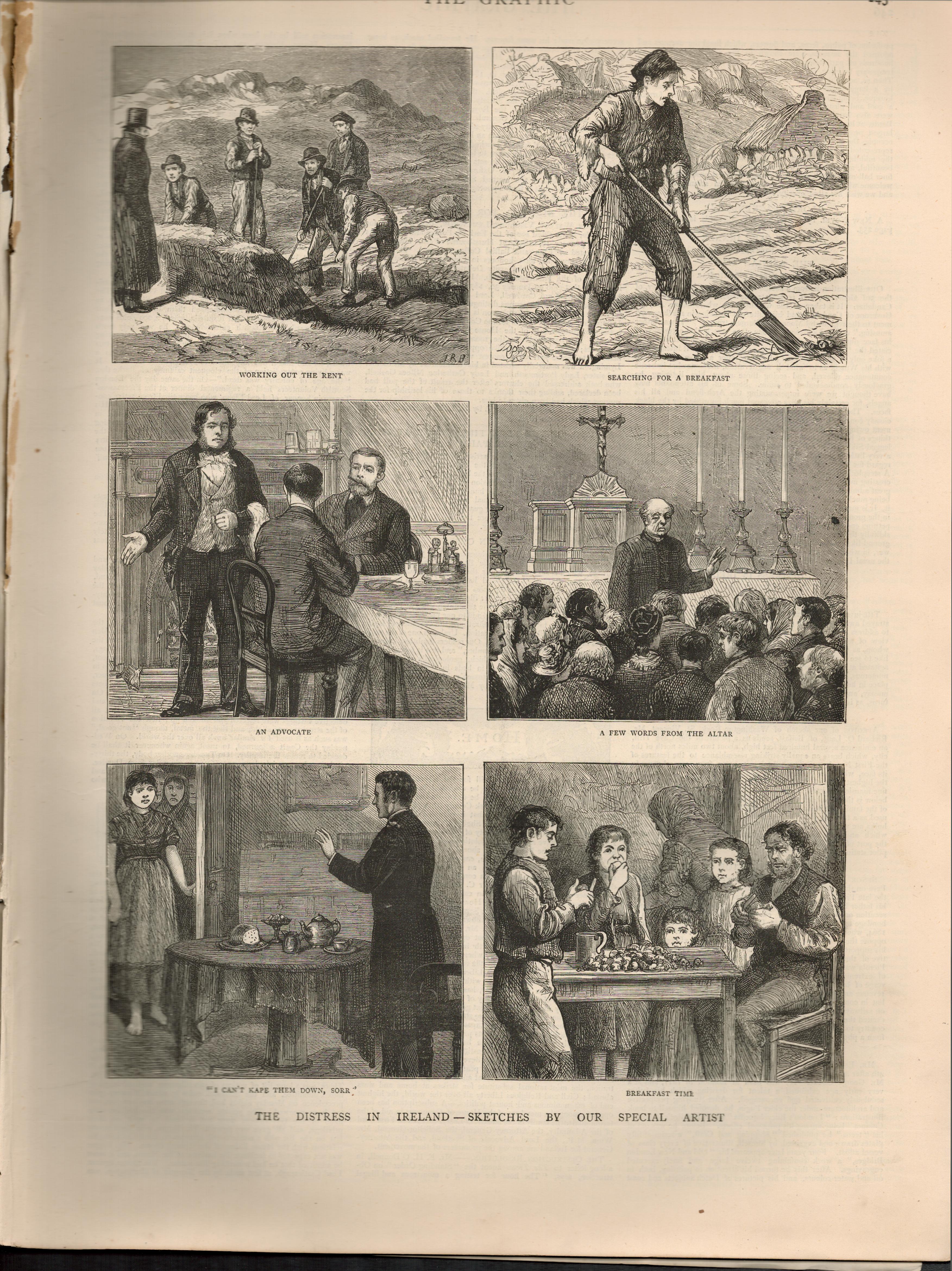 1880 Famine And Distress In The West Of Ireland Original NewspaperOriginal Antique Complete 1880