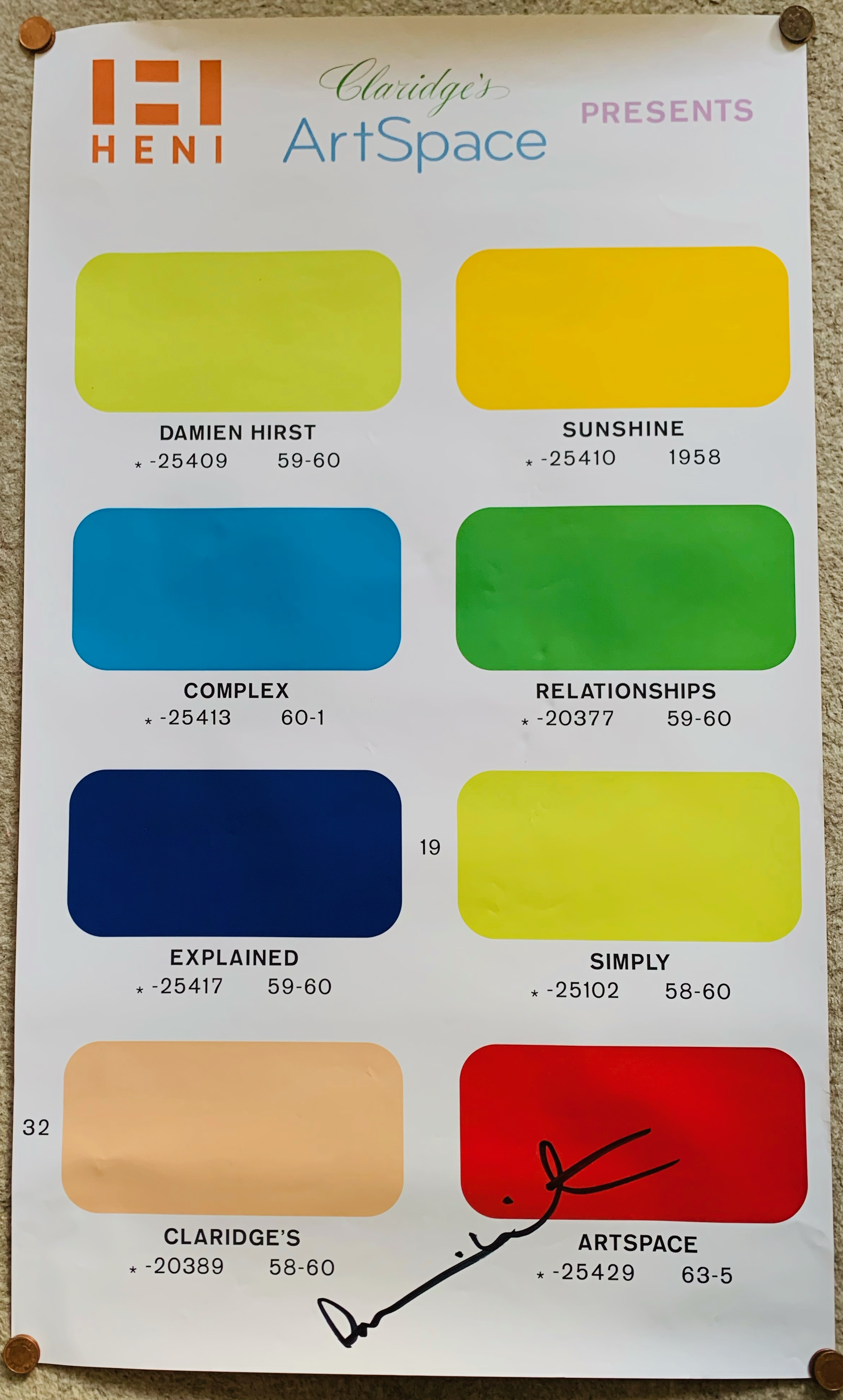 RARE Damien Hirst, Signed Heni Claridge's 'Sunshine' Framed Exhibition Poster