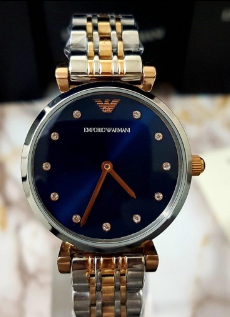 Emporio Armani AR11092 Ladies T-Bar Rose Gold & Silver Bracelet Quartz Designer Watch