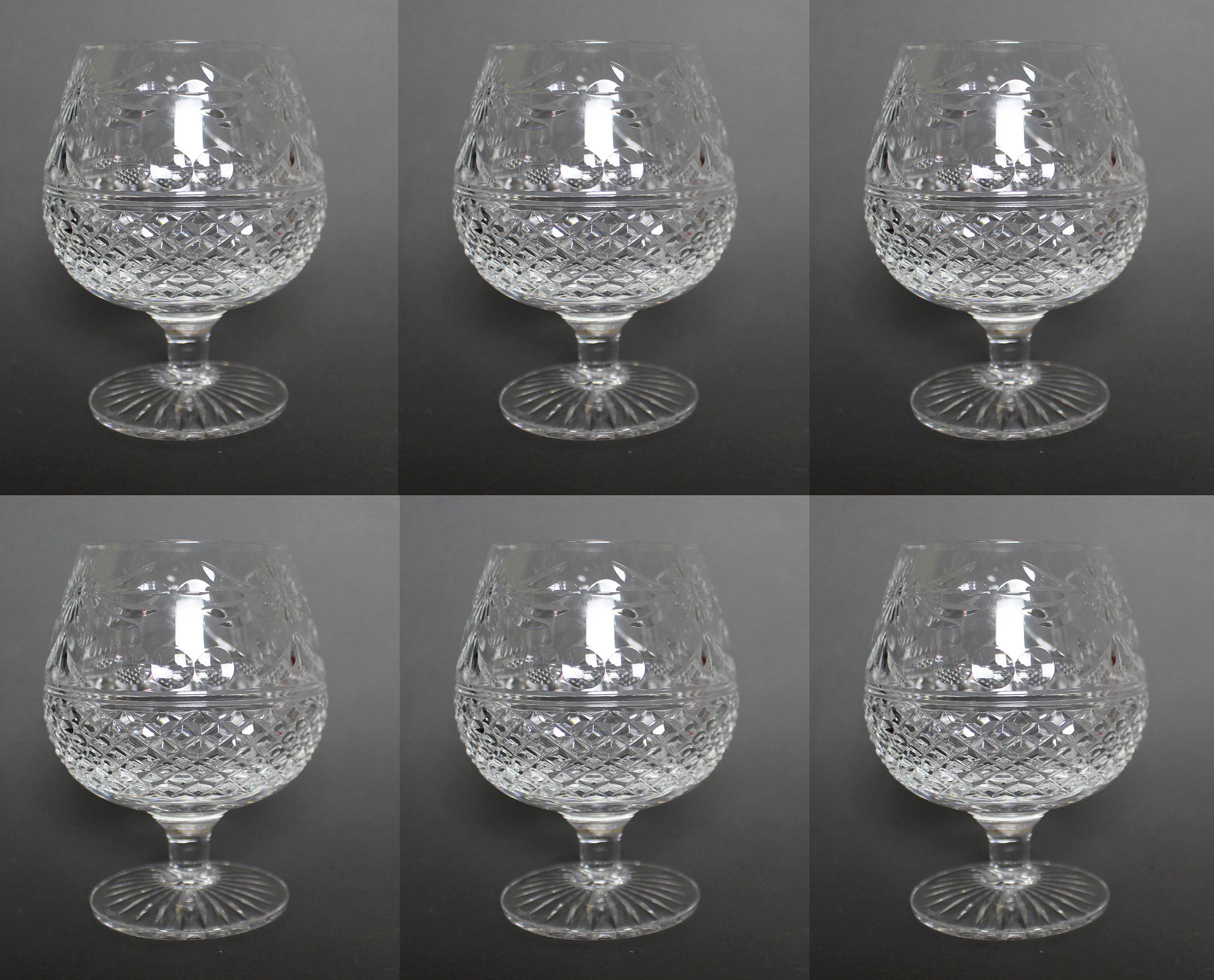 Set of 6 Stuart Beaconsfield Cut Brandy Glasses