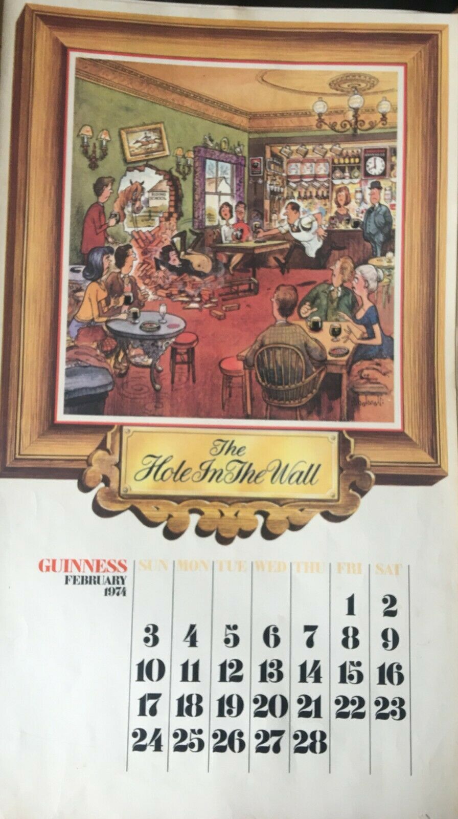 5 Vintage Original Months Guinness Calendars 1971-1981 Set 4Collection Of 5 Vintage Single