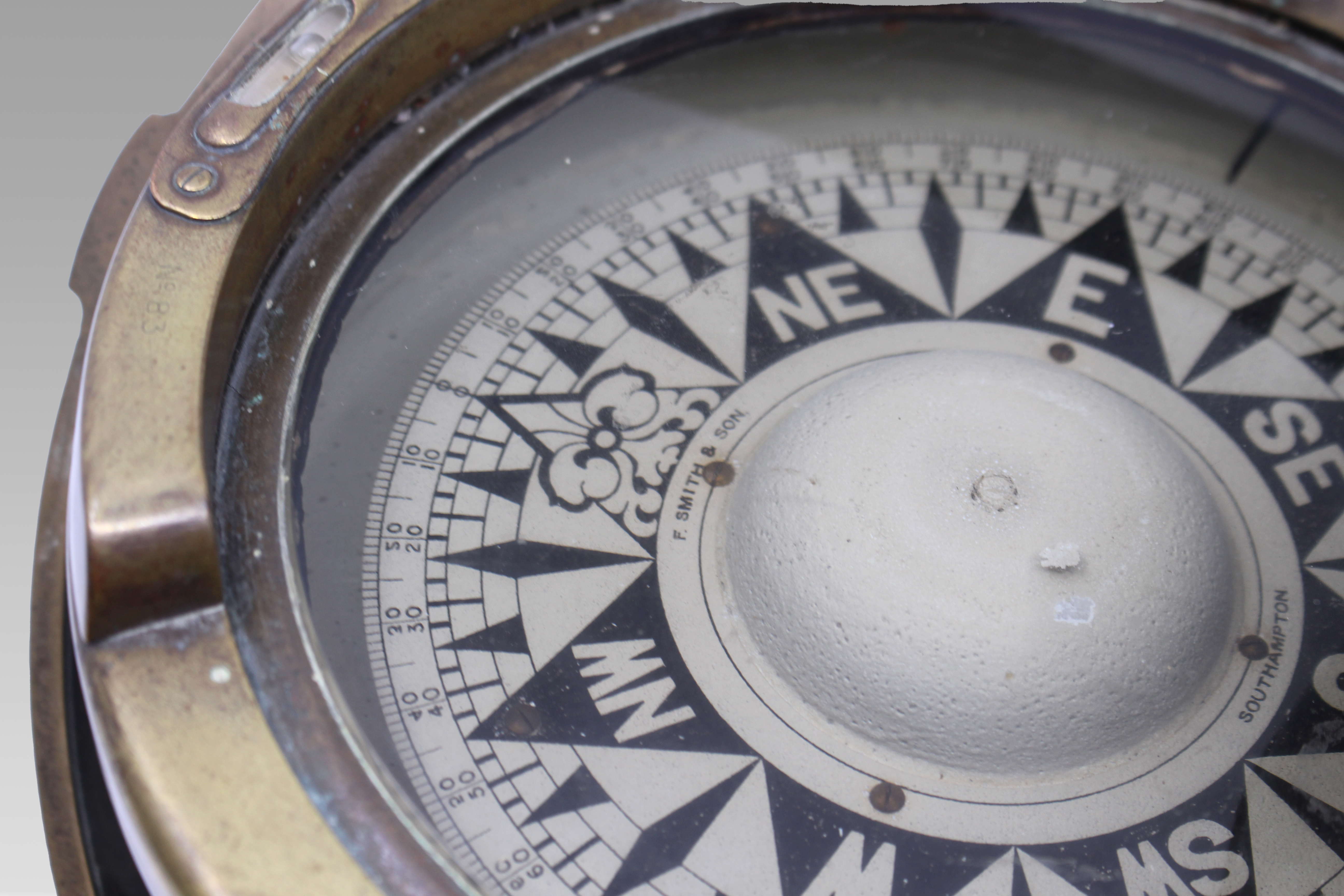 Early 20th Century Bronze and Brass Gimballed Ship's Compass by F. Smith & Sons