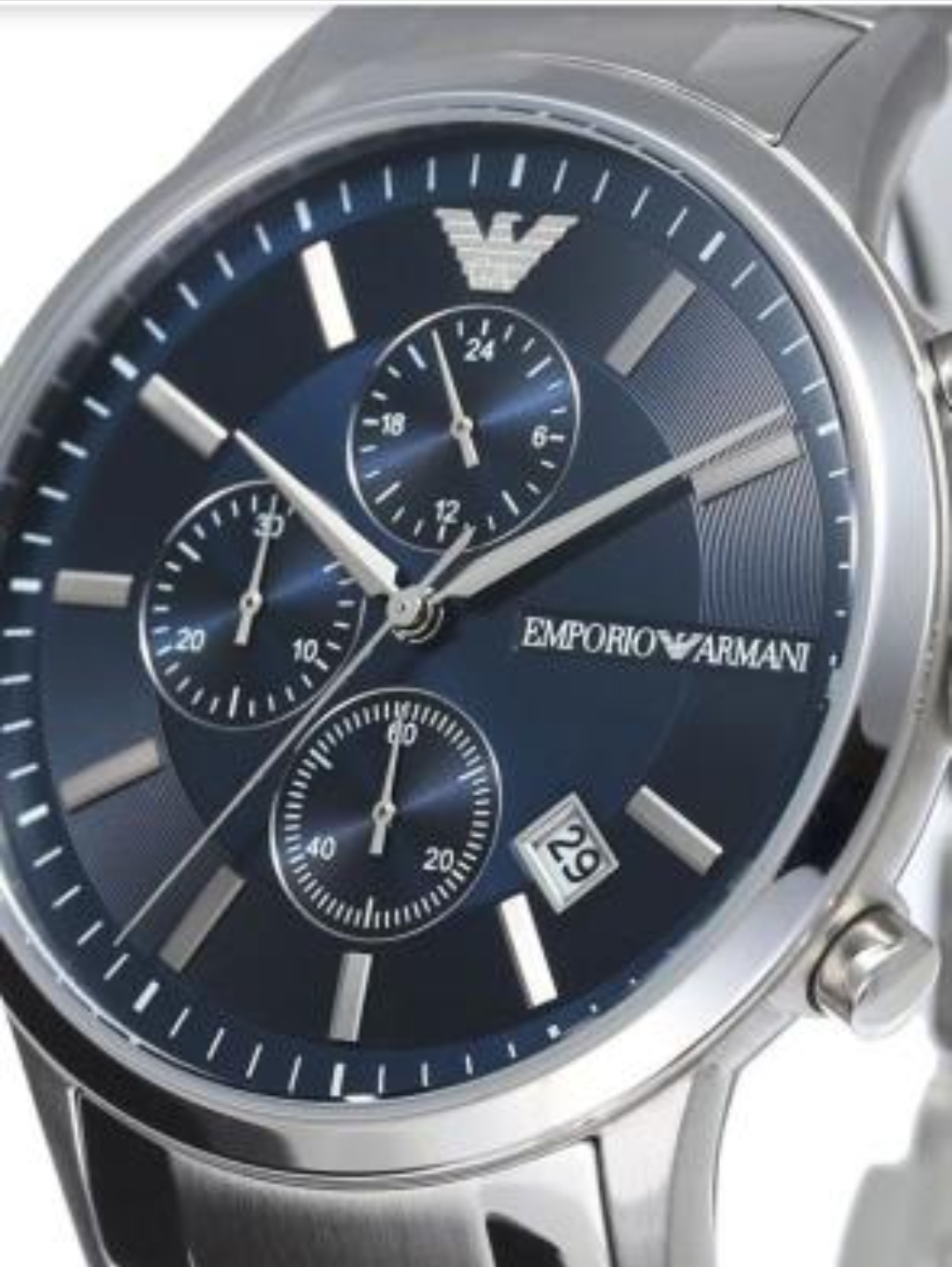 Emporio Armani AR11164 Men's Blue Dial Silver Bracelet Chronograph Watch