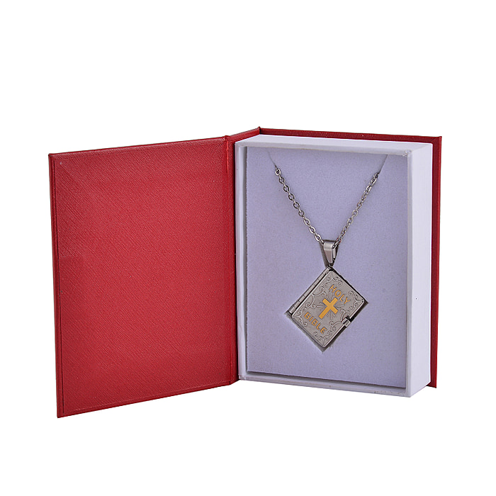 New! Holy Bible Openable Pendant With Chain