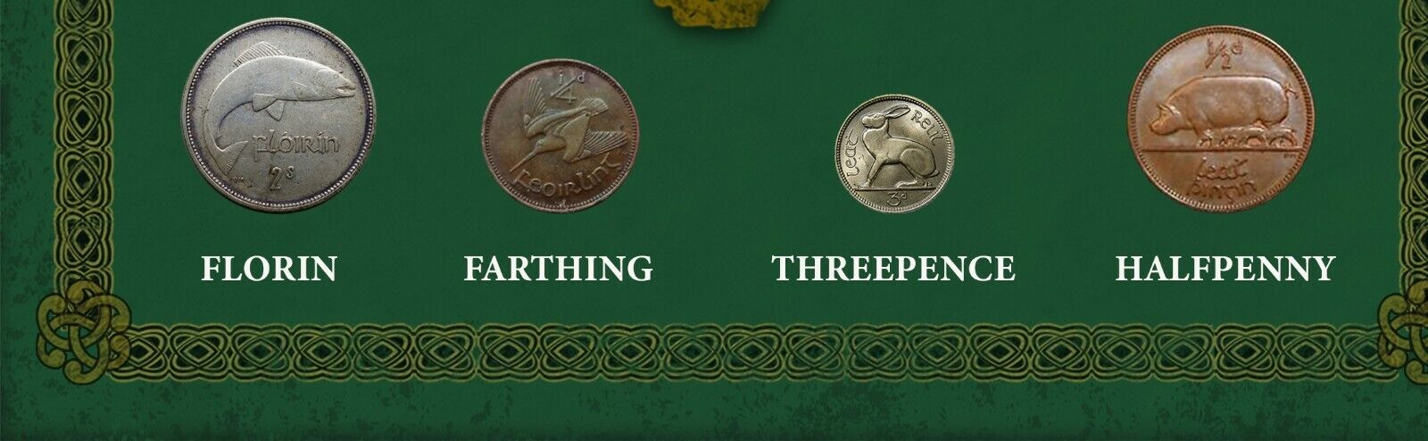 Ireland Eire Irish Vintage Pre-Decimal 1928- 1968 Coin Metal Gift Set.