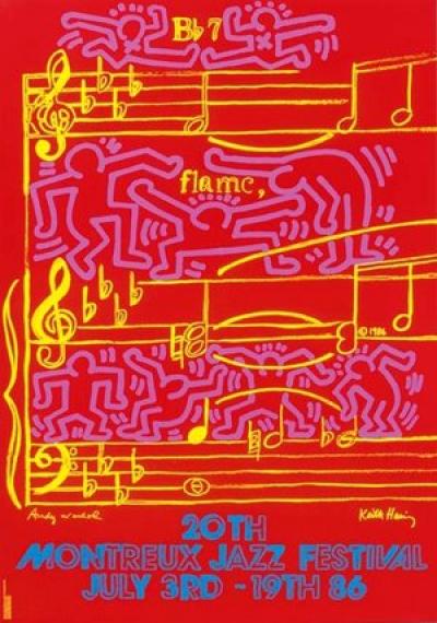 Bundle of Three (3) Montreux Jazz Festival Posters Andy Warhol and Keith Haring Collaboration.