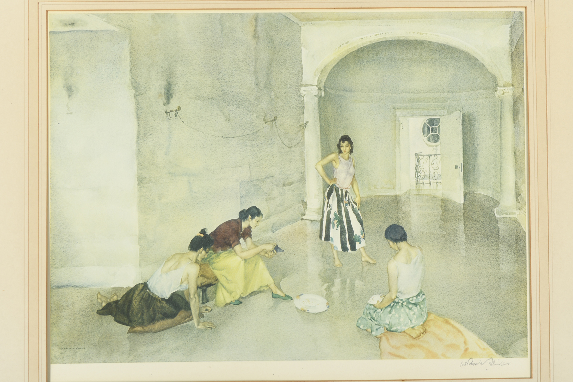 Signed Limited Edition by Sir William Russell Flint. Titled "Los Cientos"