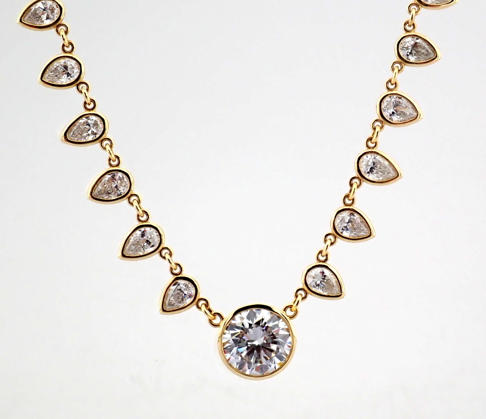 Round Cut Lab-Grown Diamond Necklace - 12.83 Total Carat (IGI Certified)