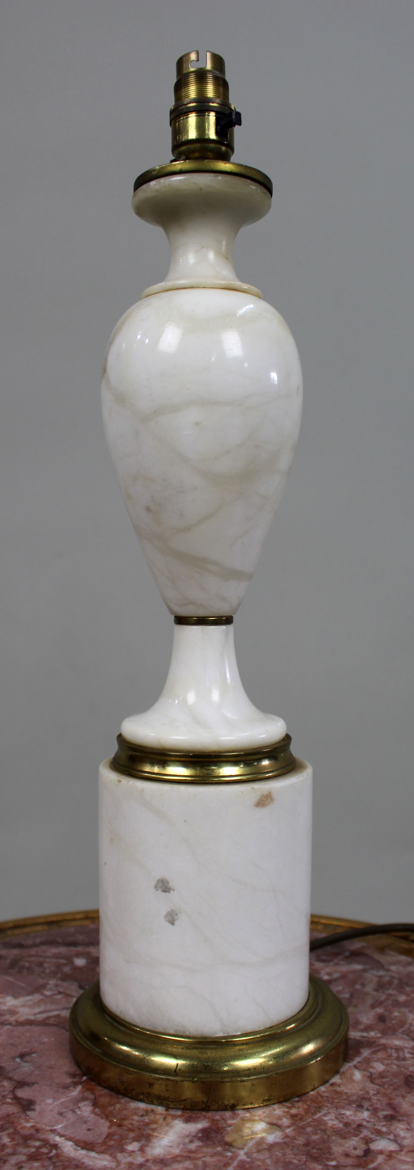 Vintage White Alabaster and Brass Table Lamp