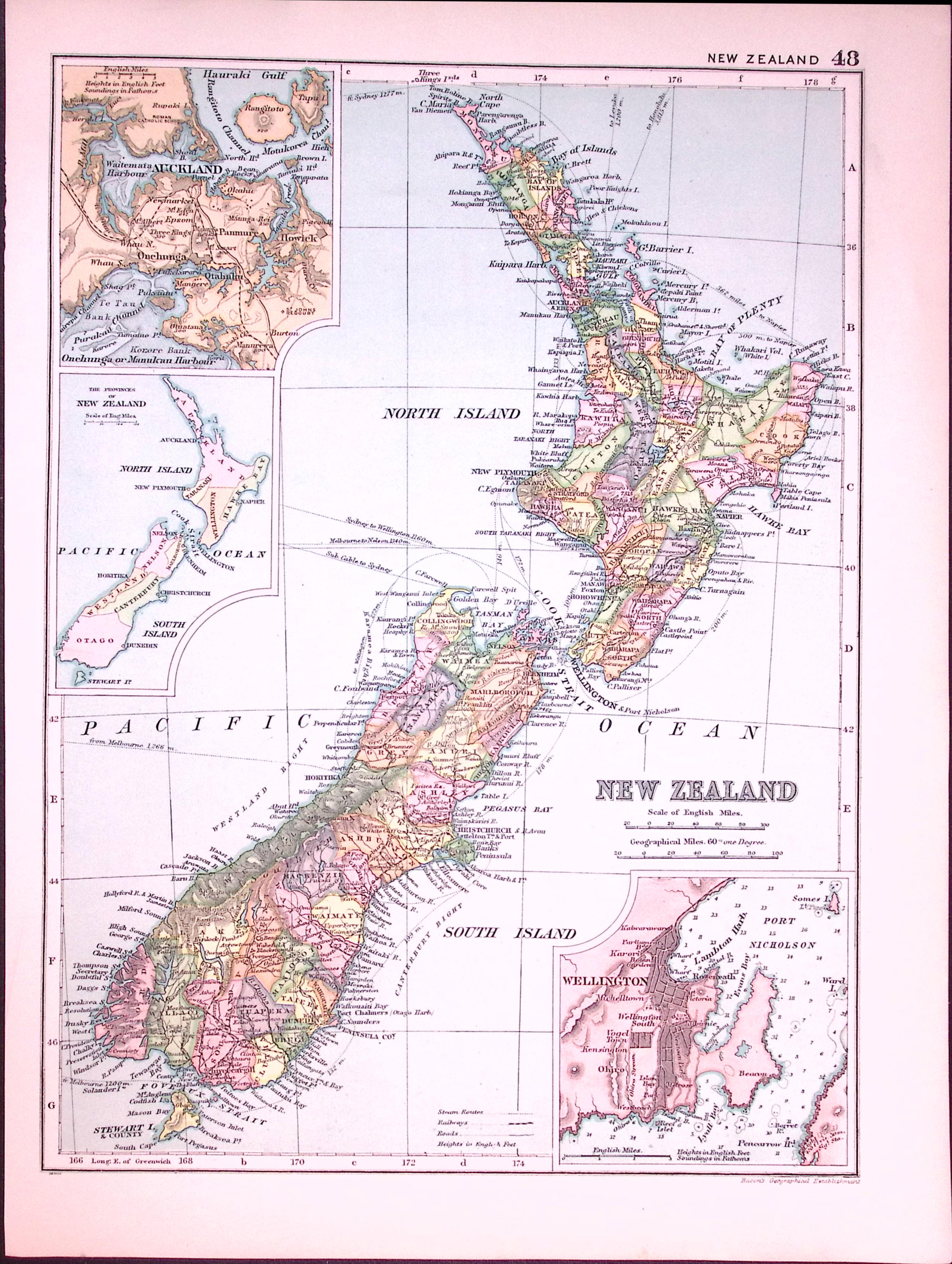 New Zealand 120-Year-Old  Antique Map by G.W. Bacon-48