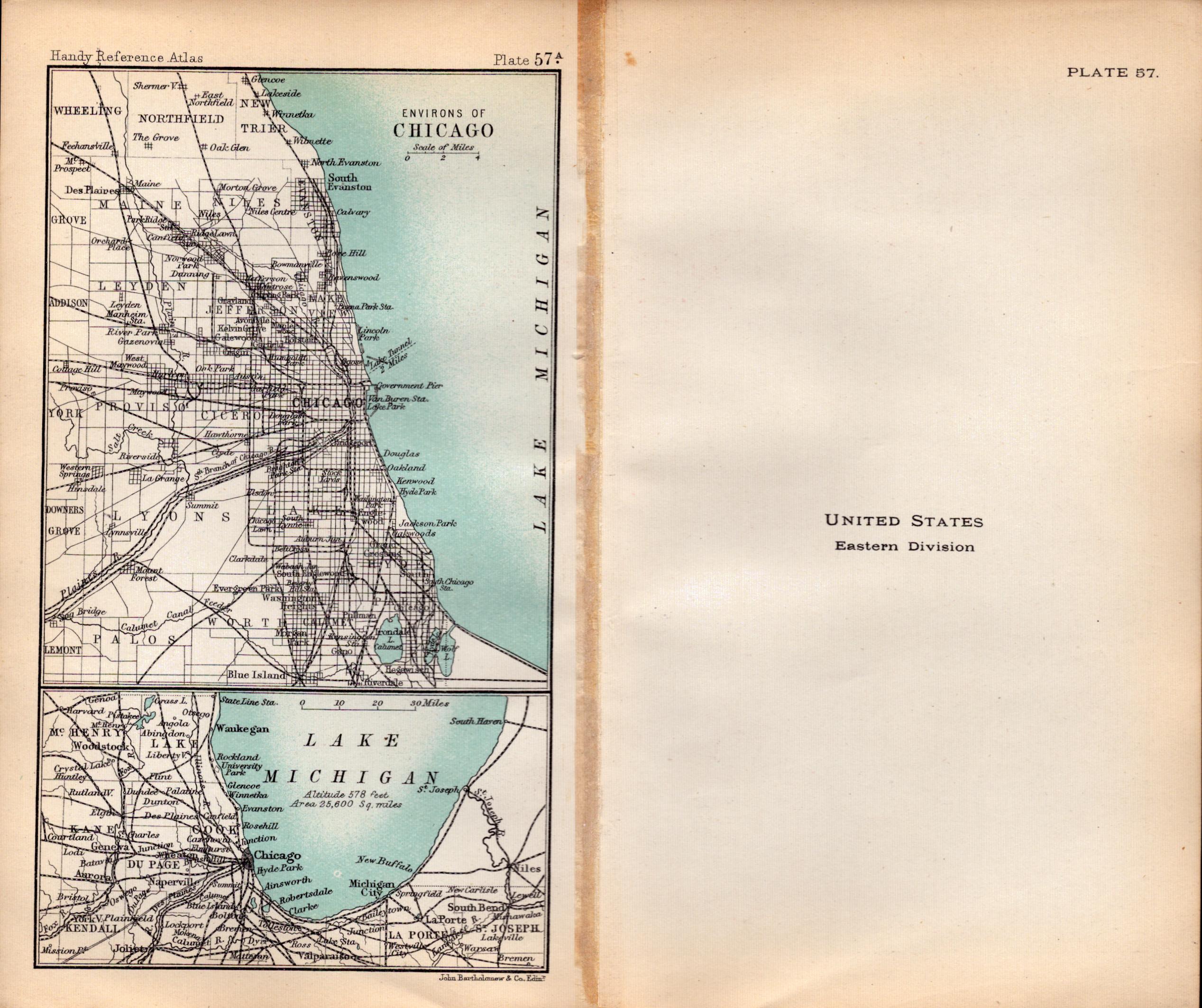 USA Eastern Division Double Sided Victorian Antique 1896 Map.