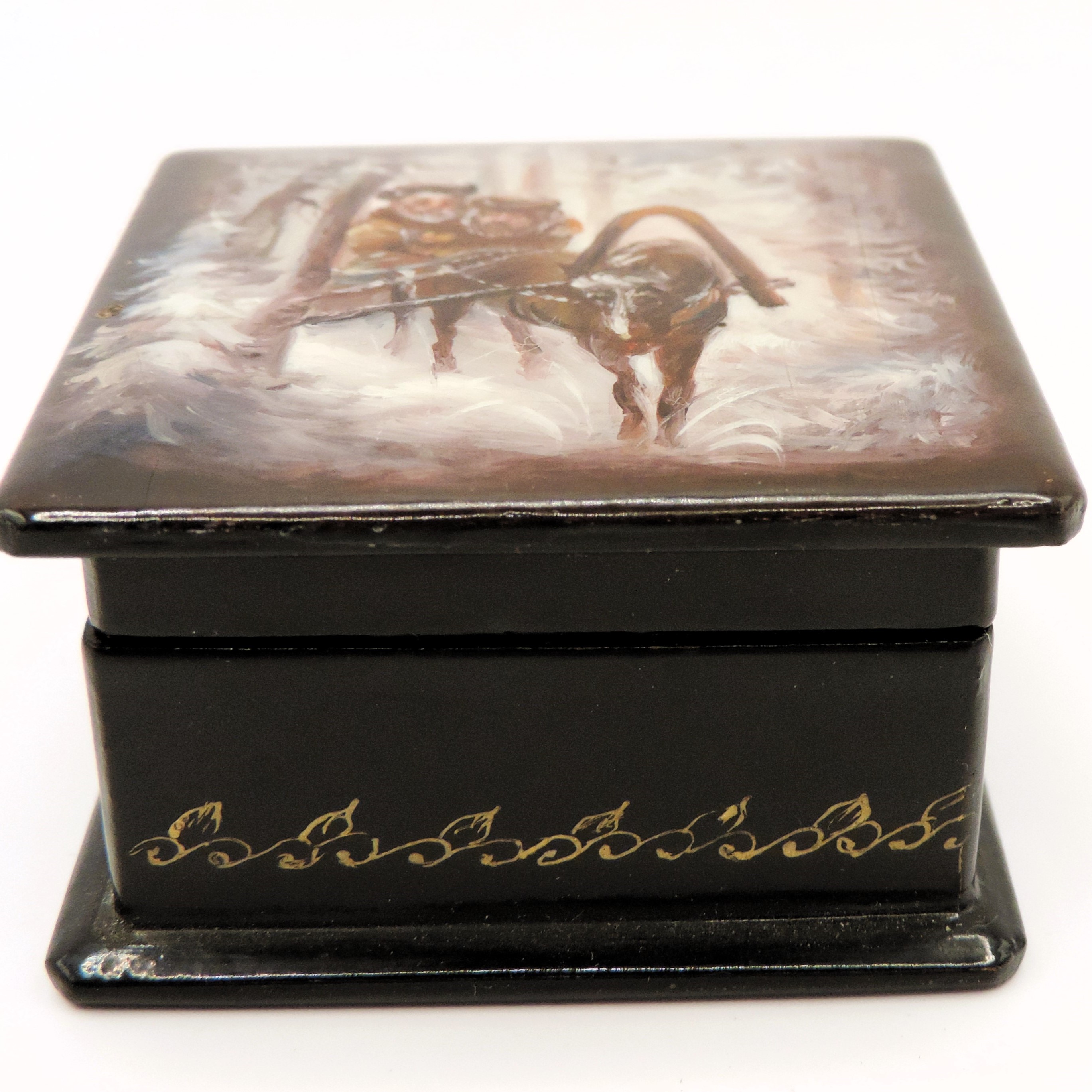  Vintage Russian Hand Painted Lacquer Box