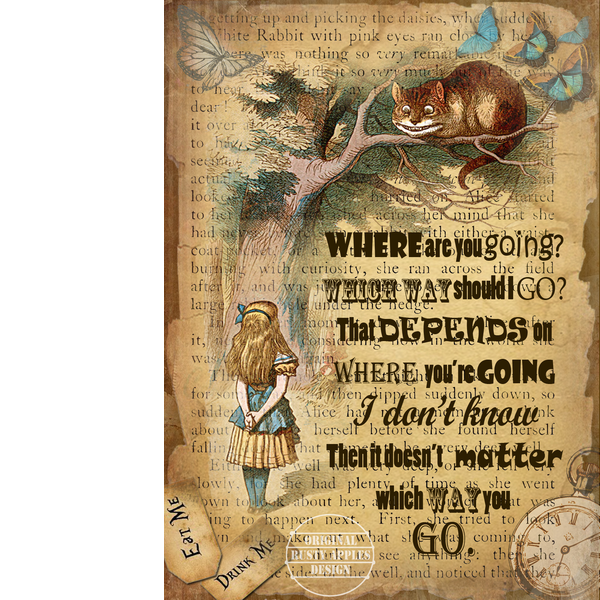 Alice In Wonderland Metal Sign "The Cheshire Cat"Designed Alice In Wonderland Quote Reproduction