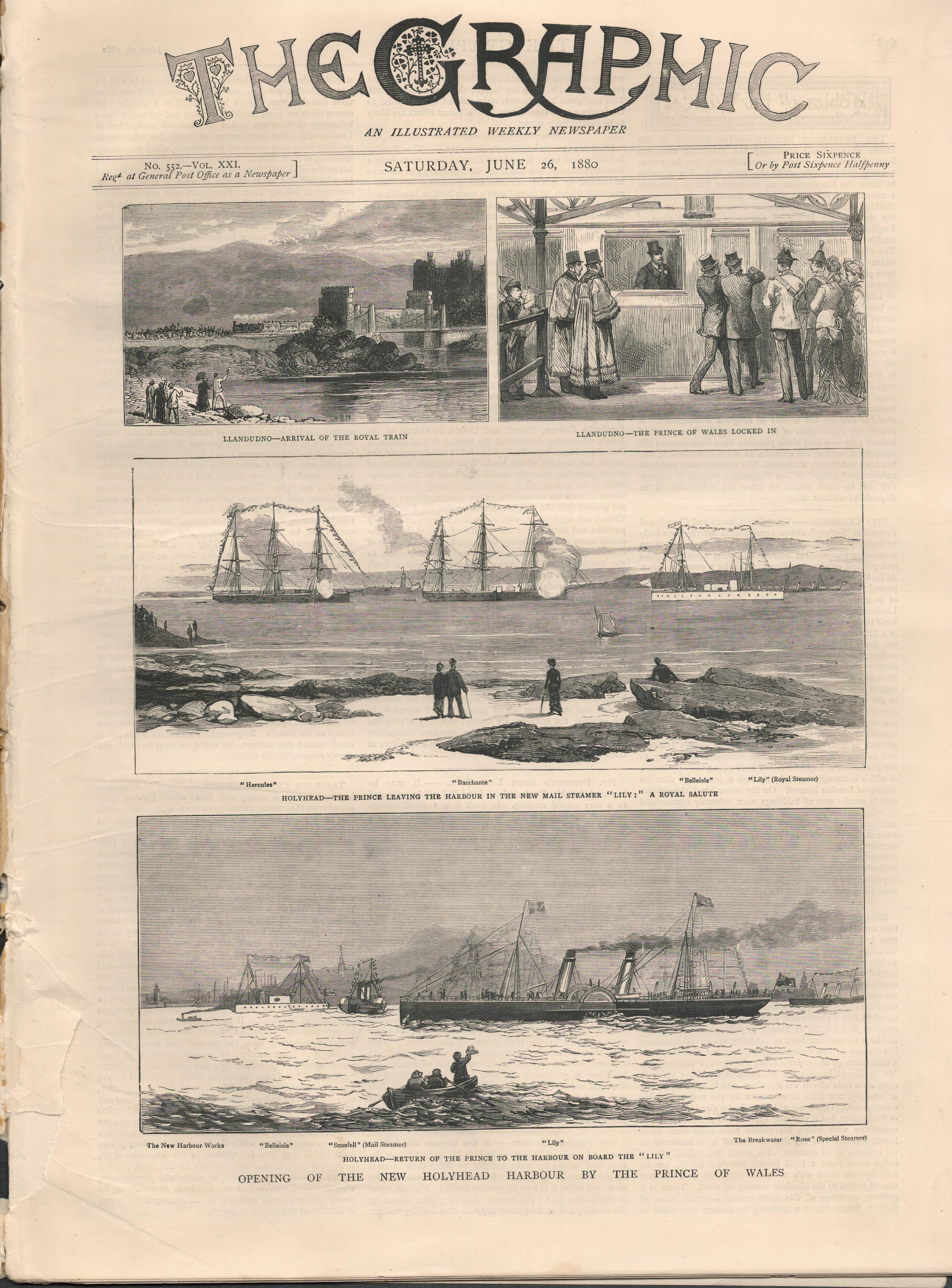 Opening Holyhead Harbour To Ireland Price Of Wales 1880 NewspaperOriginal Antique Complete 1880