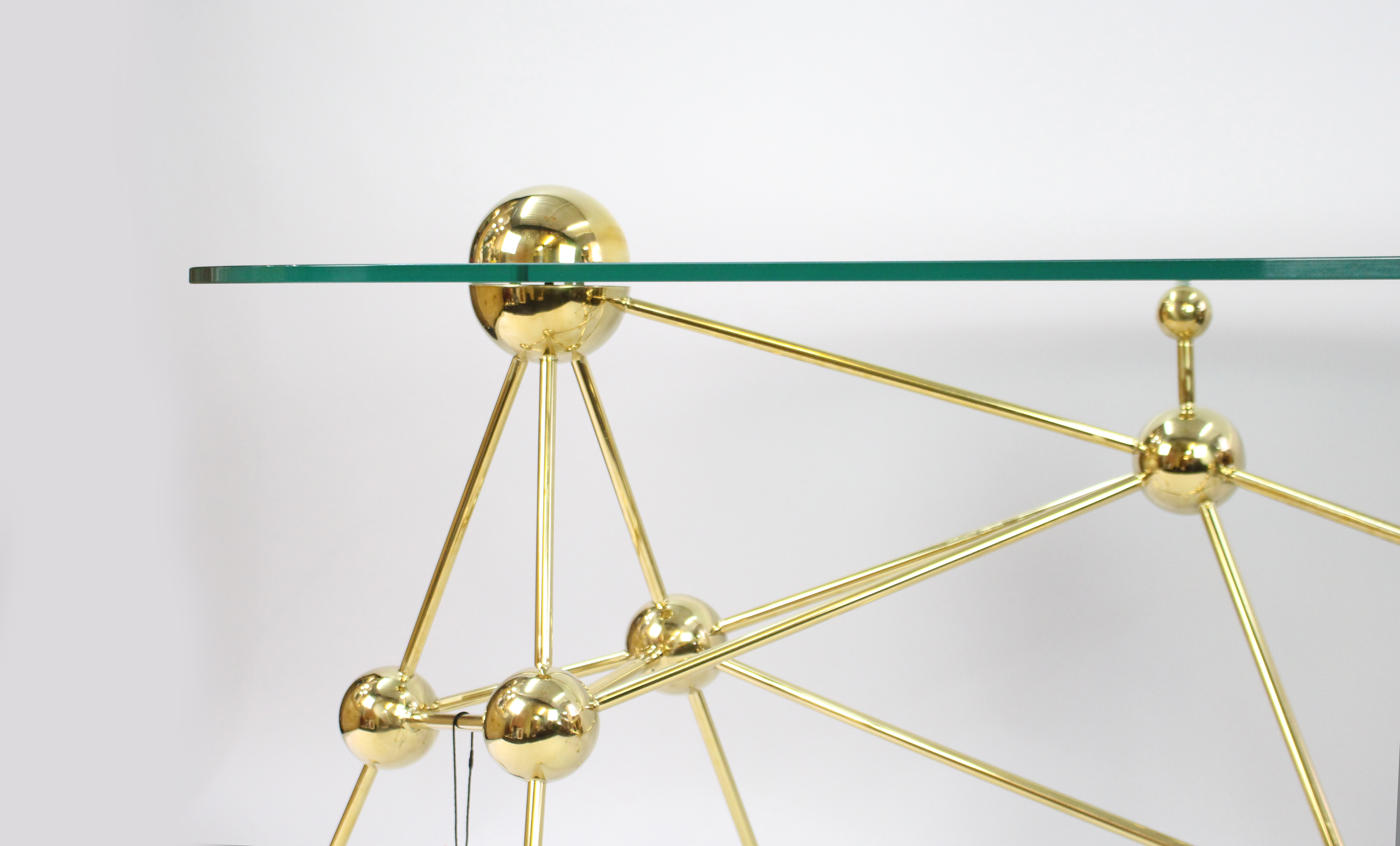 Contemporary Kidney Shaped Glass Table by Eichholtz with Gold Frame