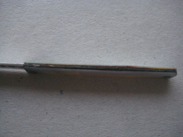George III Mother of Pearl Hafted Silver Scimitar Bladed Folding Fruit Knife, c1784