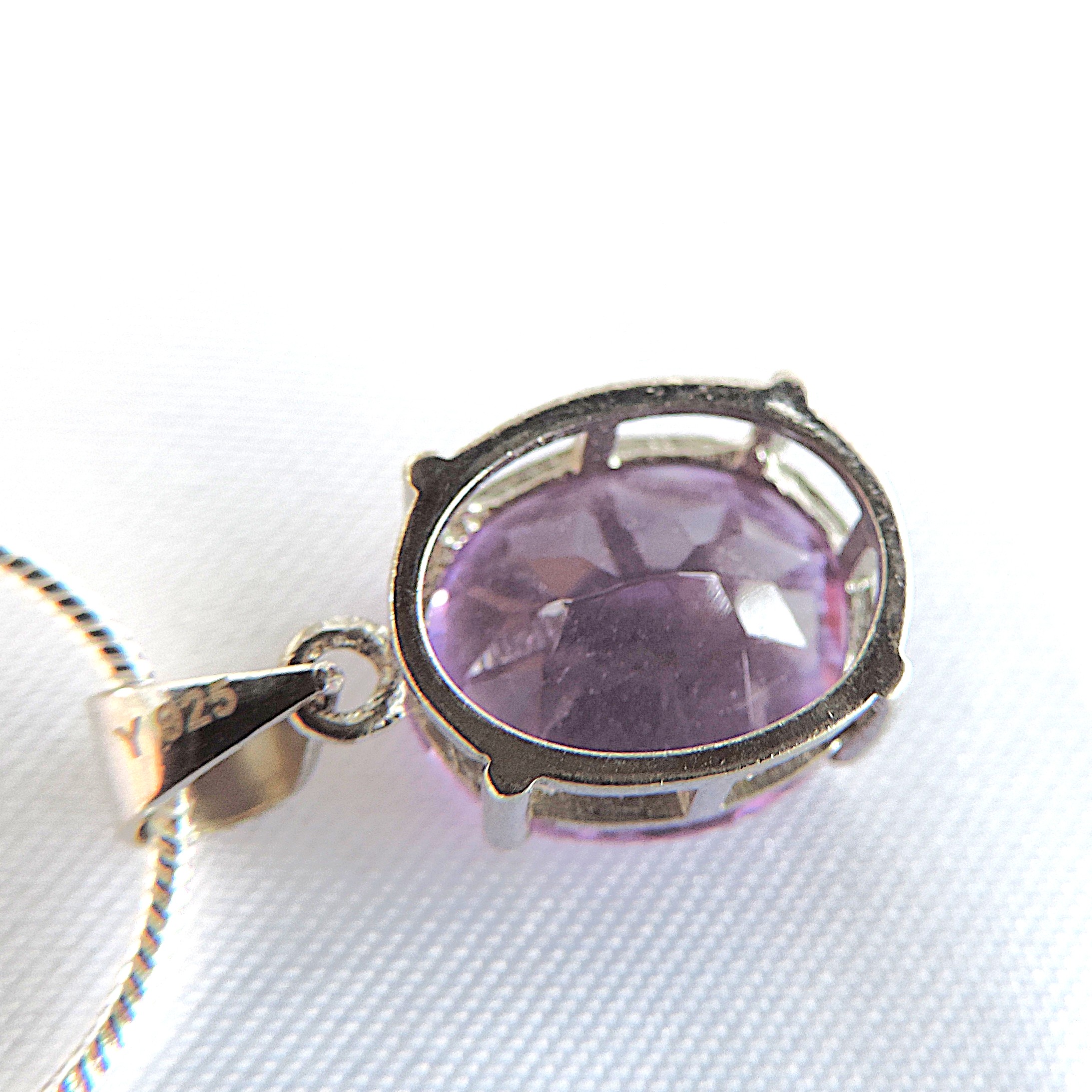 925 Silver 3.2 Carat Amethyst Pendant Necklace